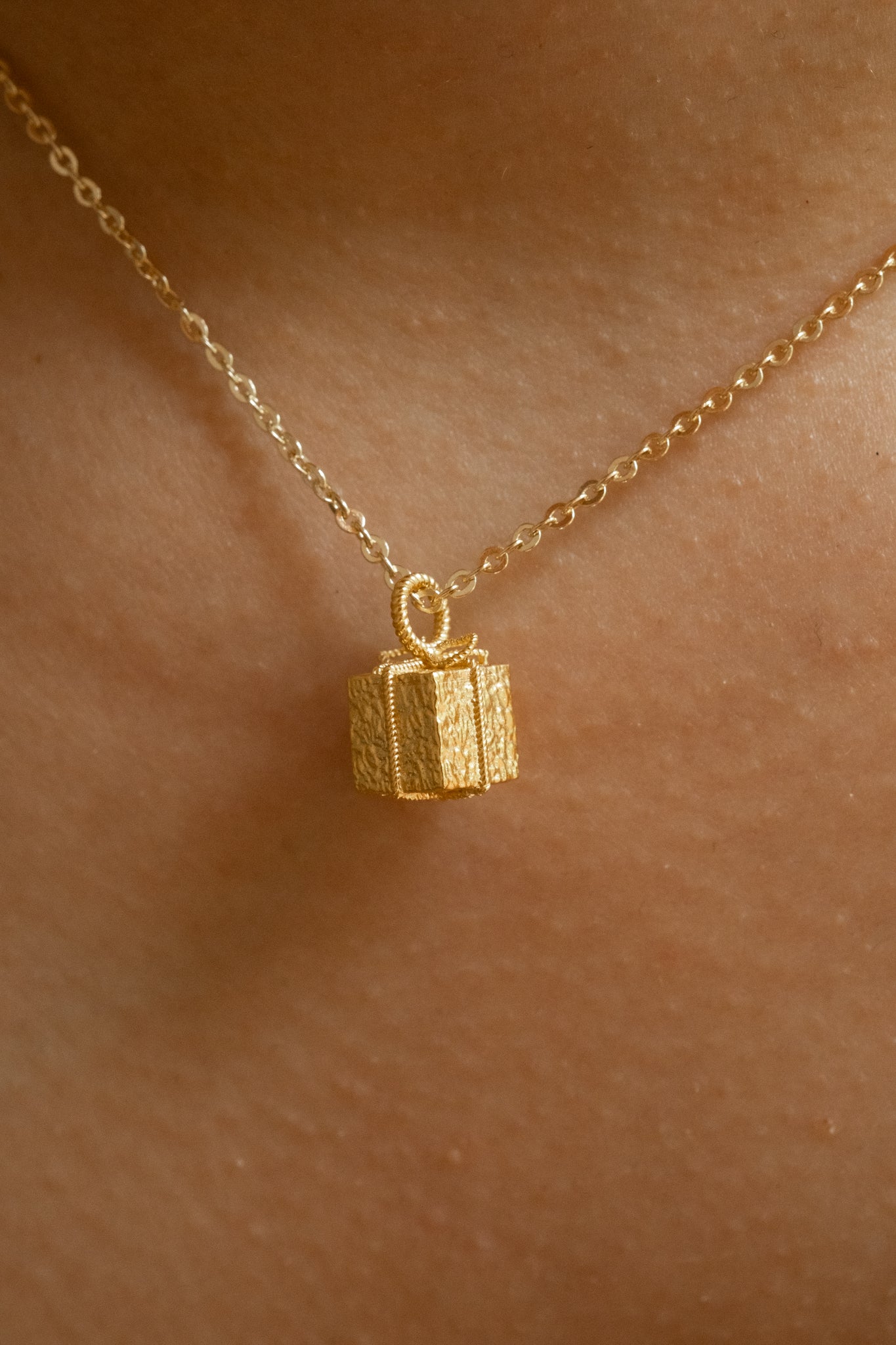 Solid Gold Arriety Sugar Cube Pendant