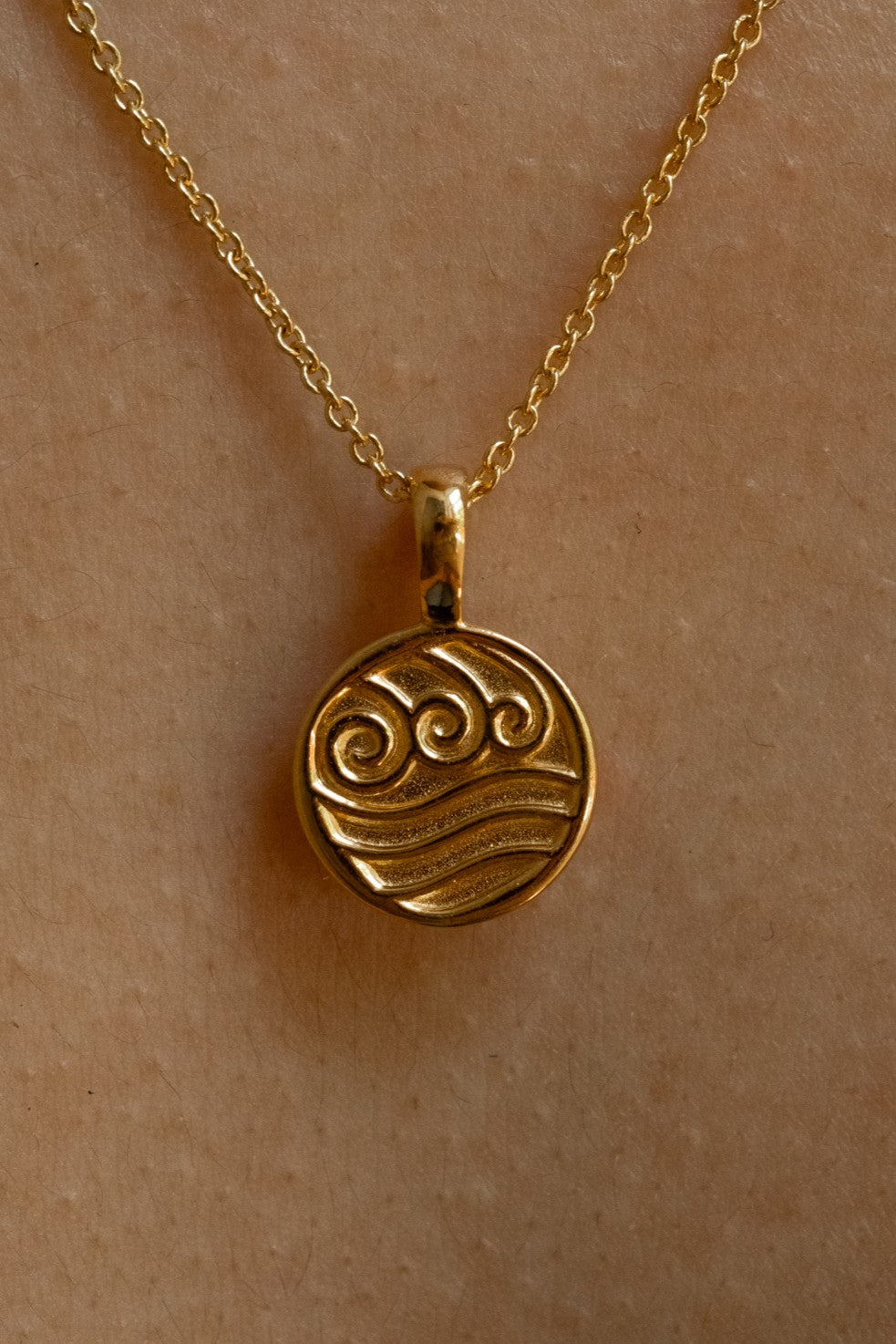 Solid Gold Waterbender Pendant Necklace