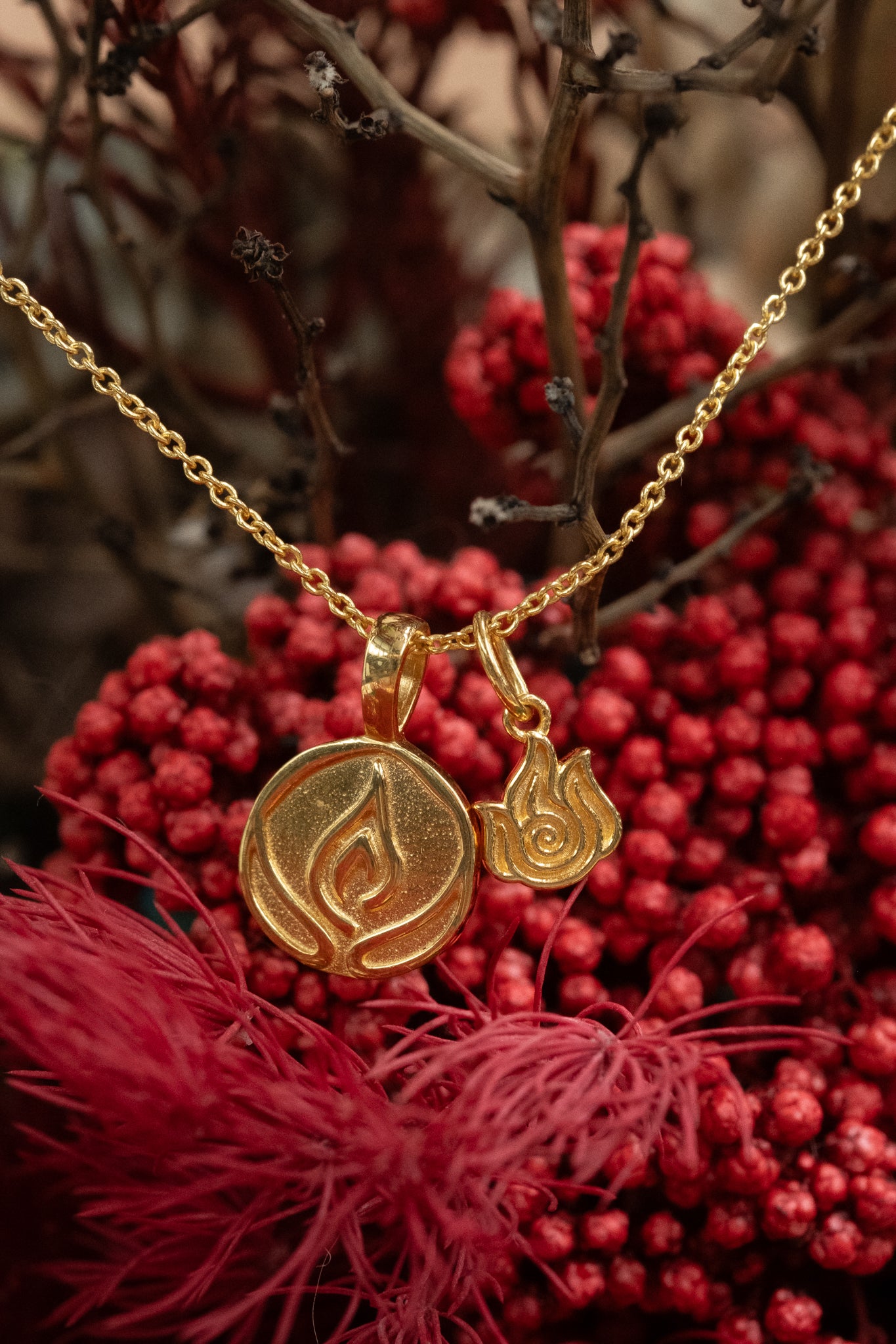 Solid Gold Firebender Pendant Necklace