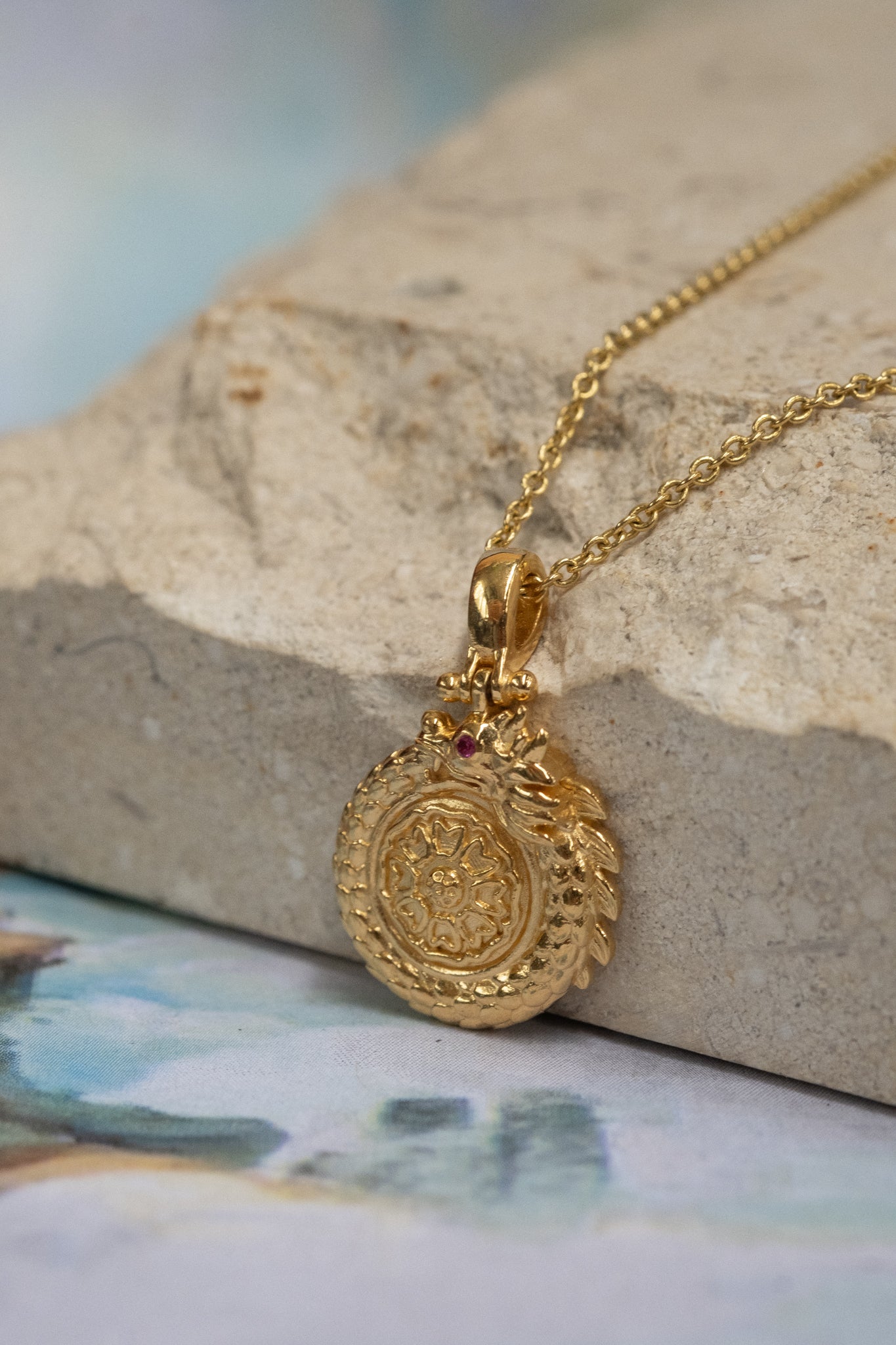 Solid Gold Dragon Of The West Necklace