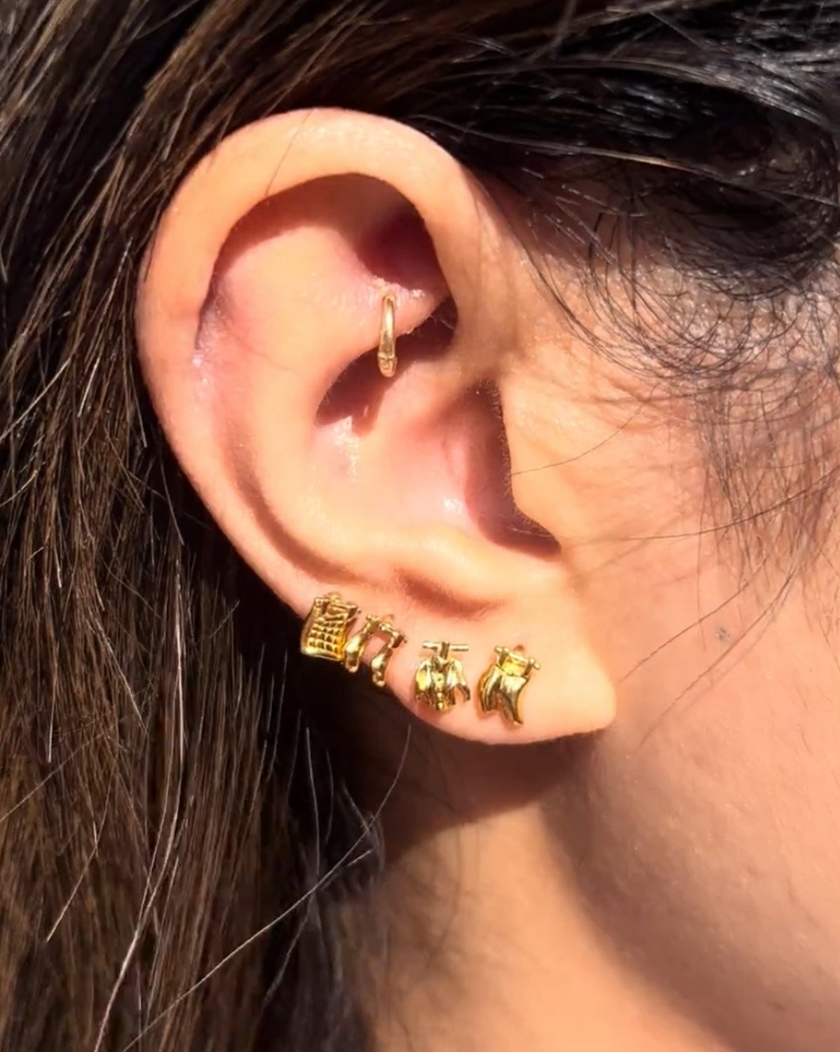 Solid Gold Washing Line Earring Set (Ready to ship)