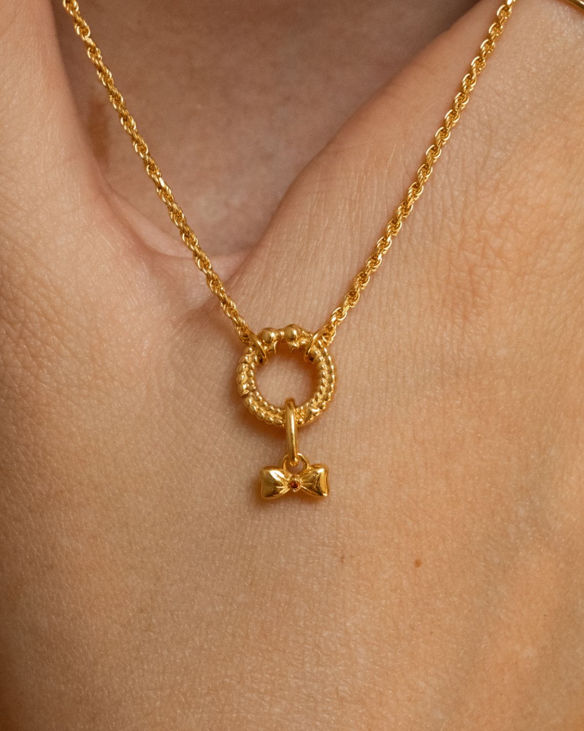 Solid Gold A Witch's Bow Charm