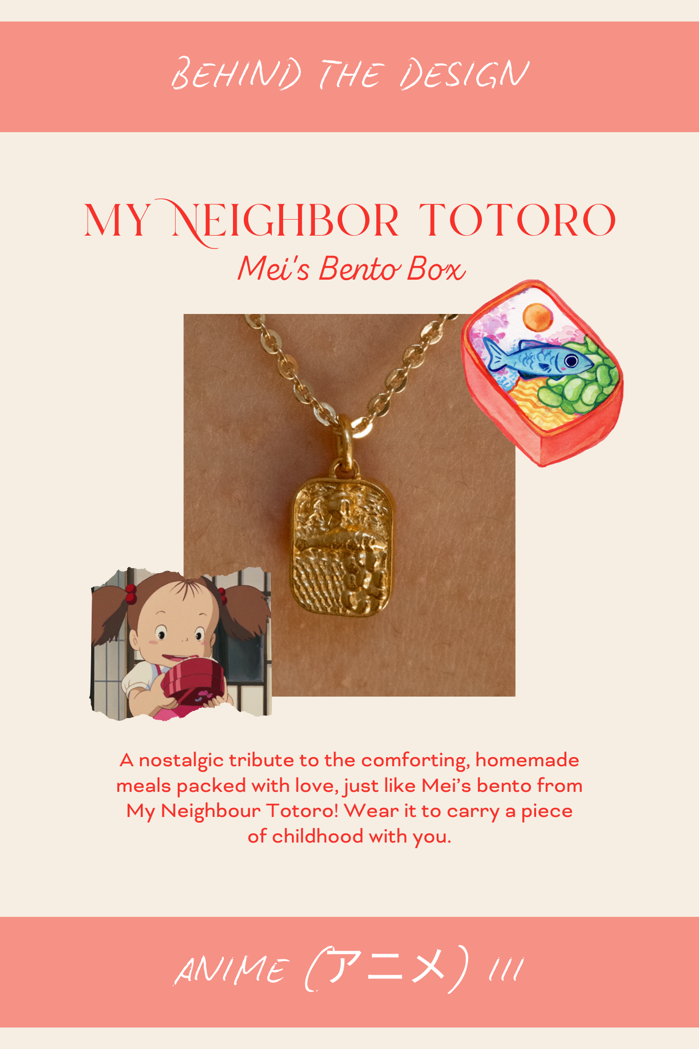 Solid Gold Mei’s Bento Box Pendant