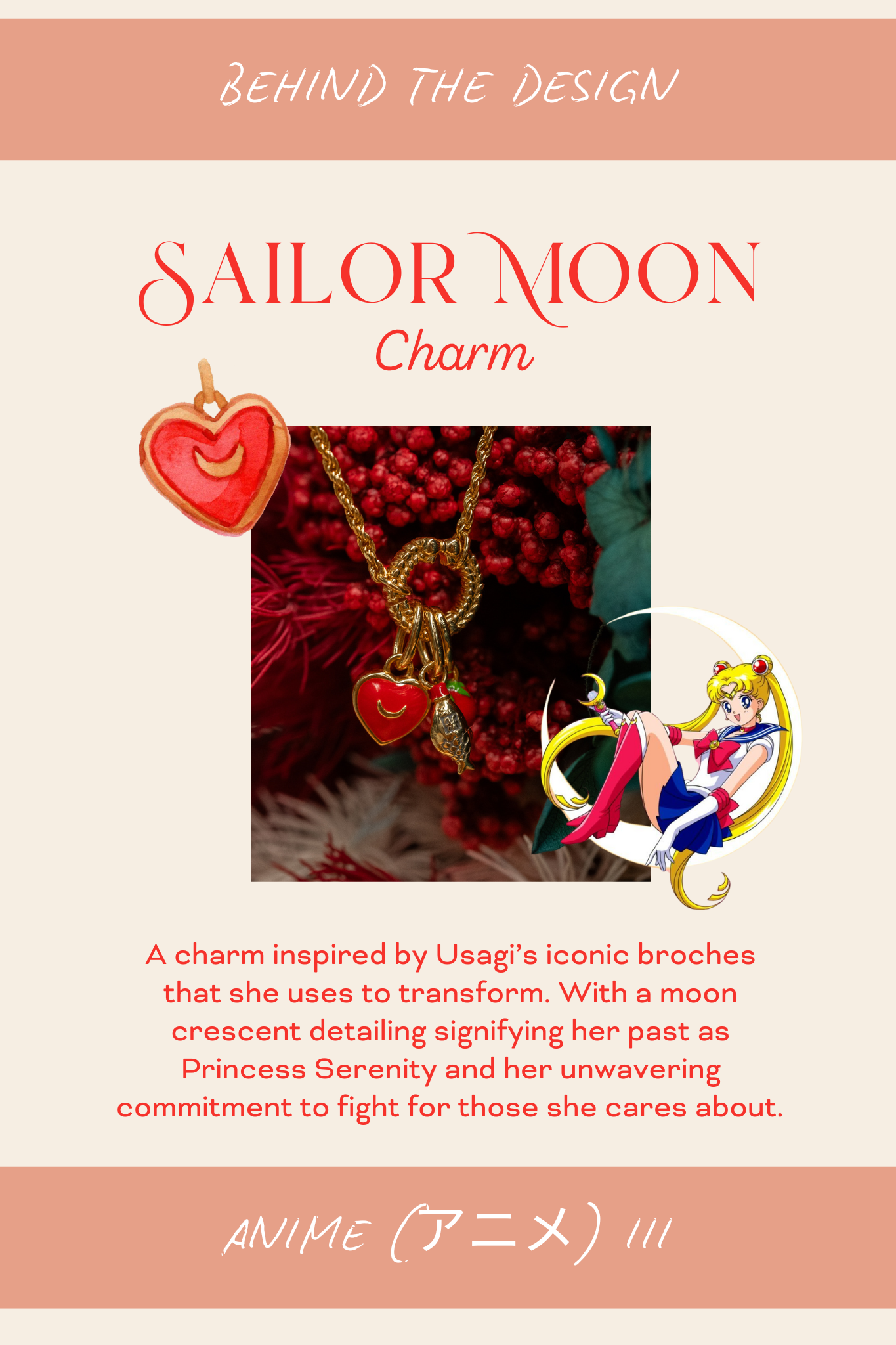 Solid Gold Sailor Moon Heart Charm