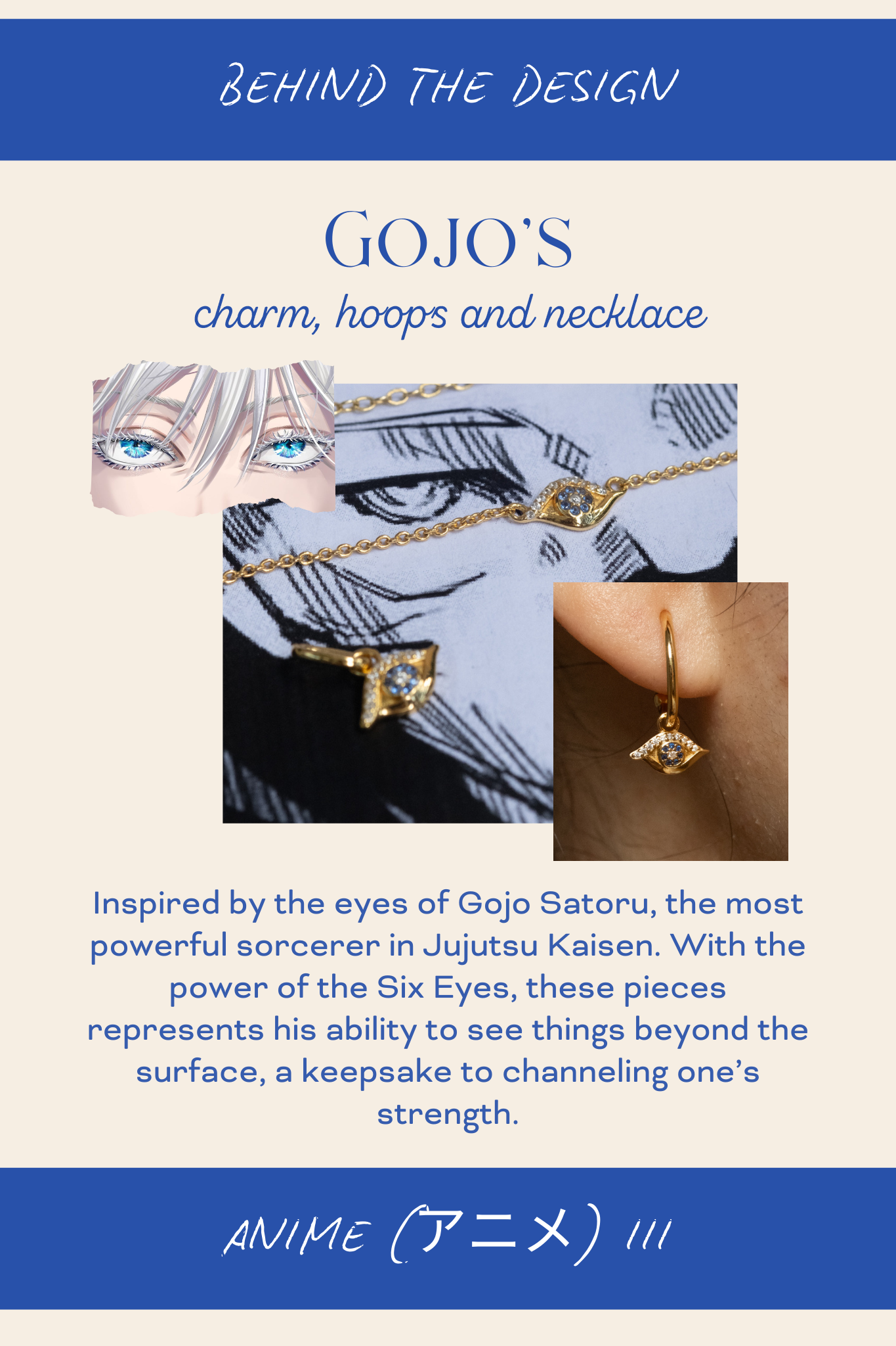 Solid Gold Gojo Evil Eye Charm