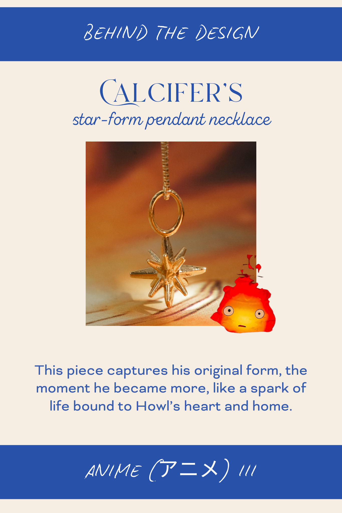 Solid Gold Calcifer Star-form Pendant