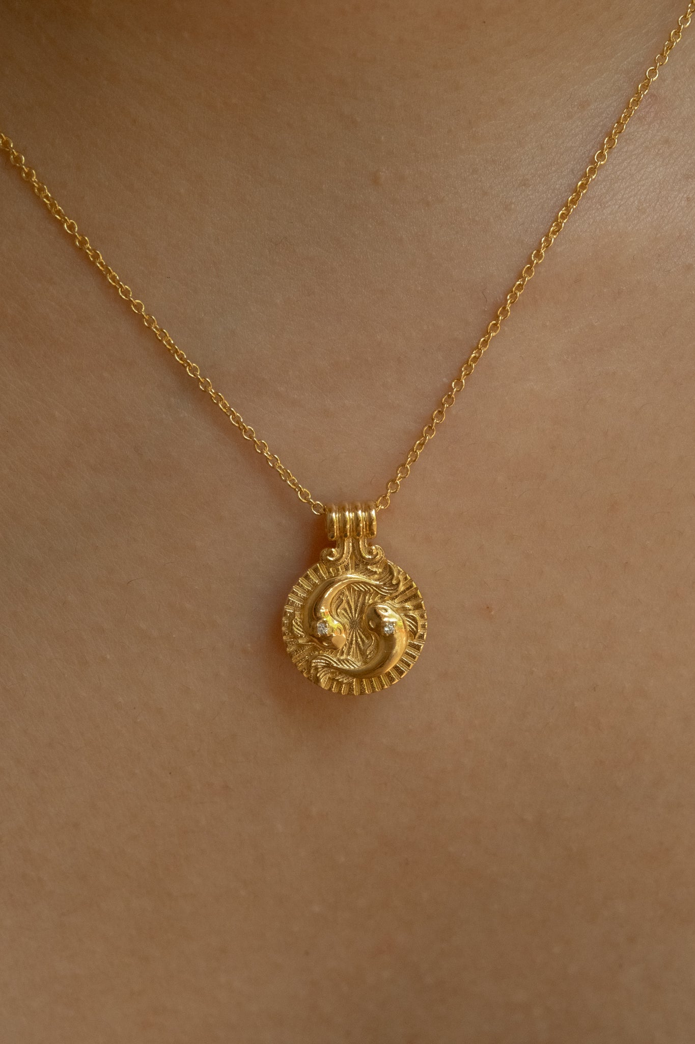 Solid Gold Moon Spirit Necklace