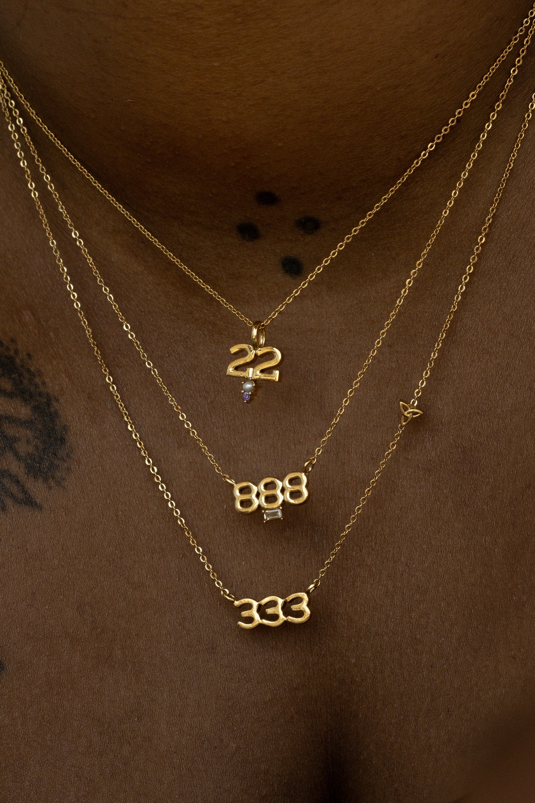 888' Angel Number Necklace - 18K Gold Filled / Sterling Silver – S