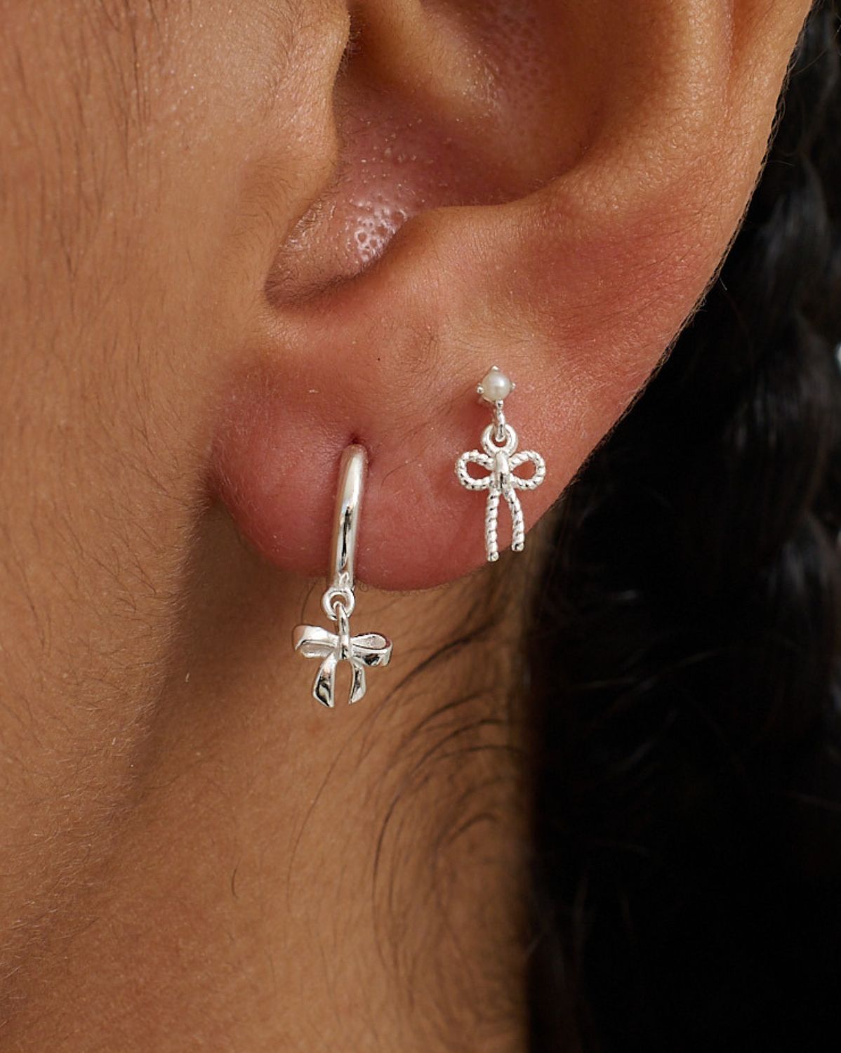 Ava Bow Earrings Set - Sterling Silver