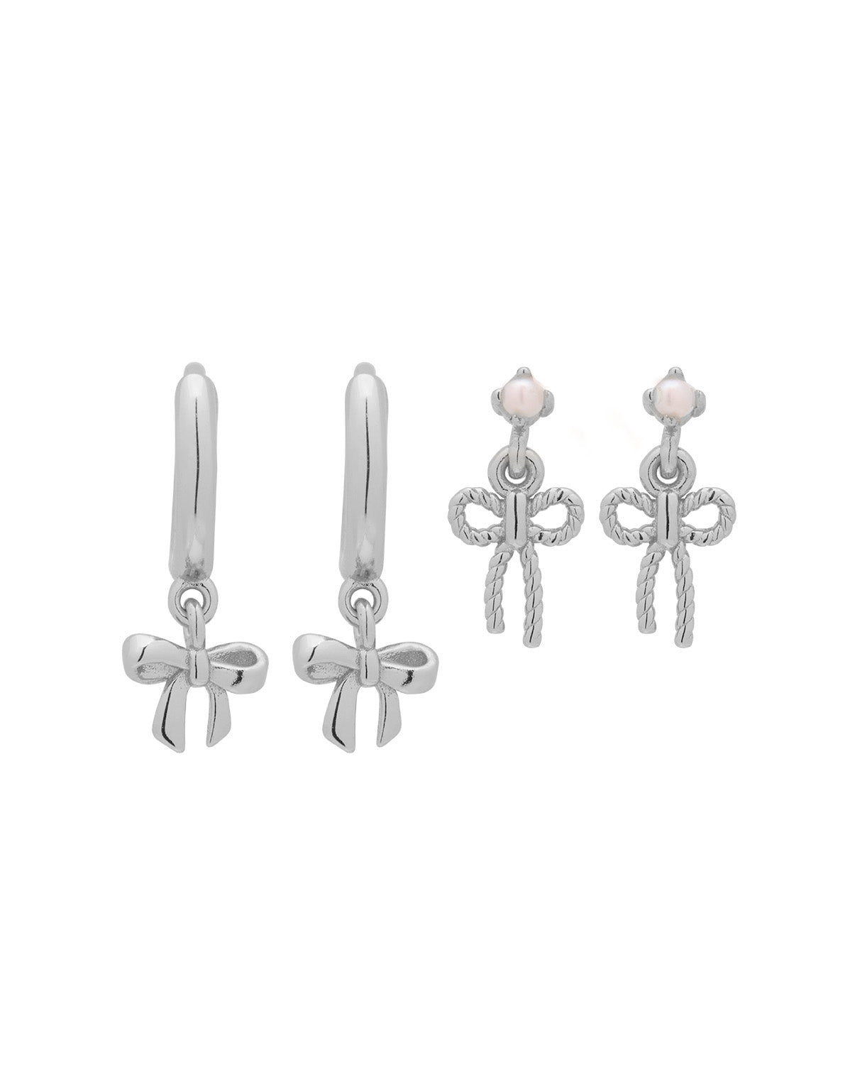 Ava Bow Earrings Set - Sterling Silver