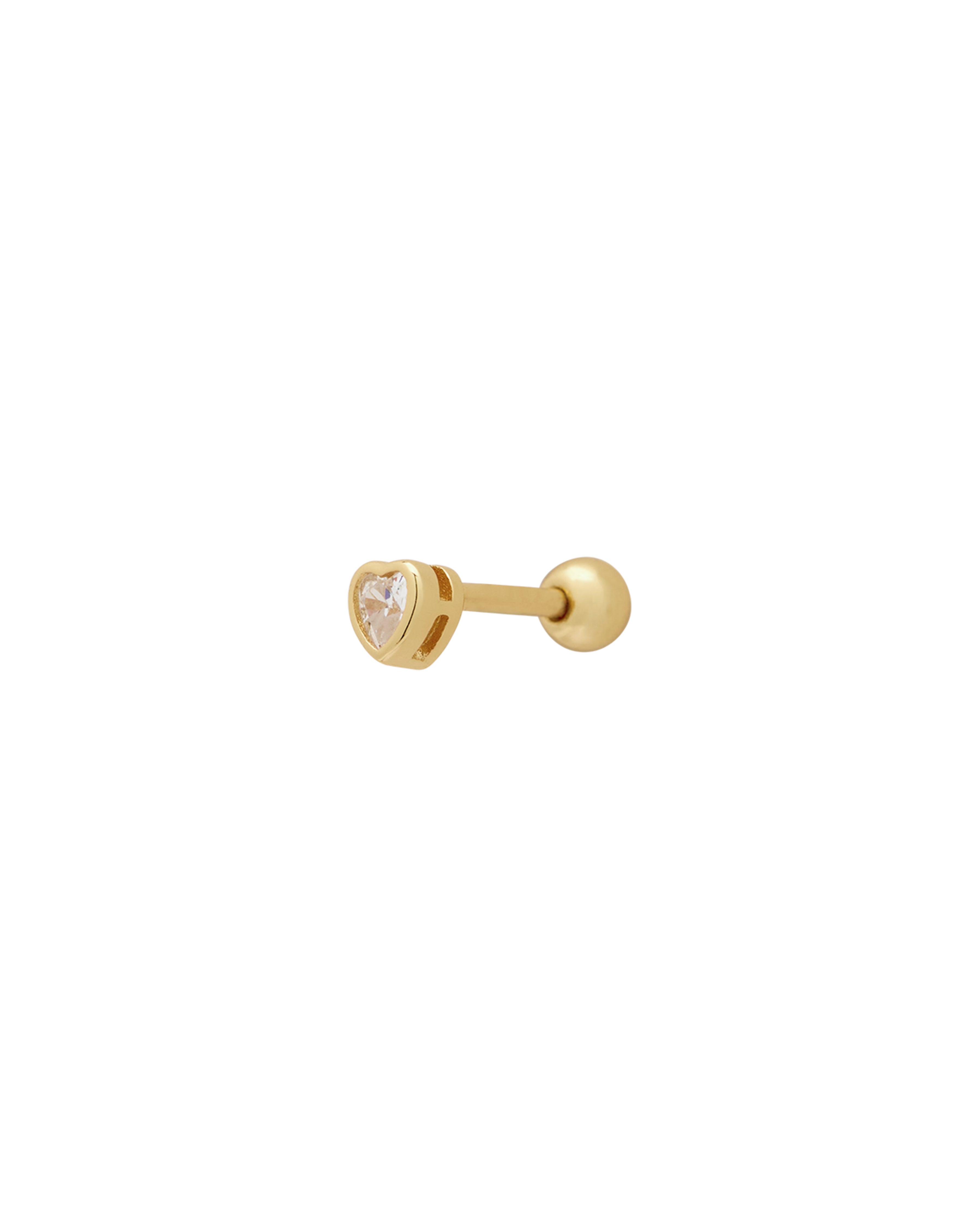 14K Solid Gold Bezel Heart Stud