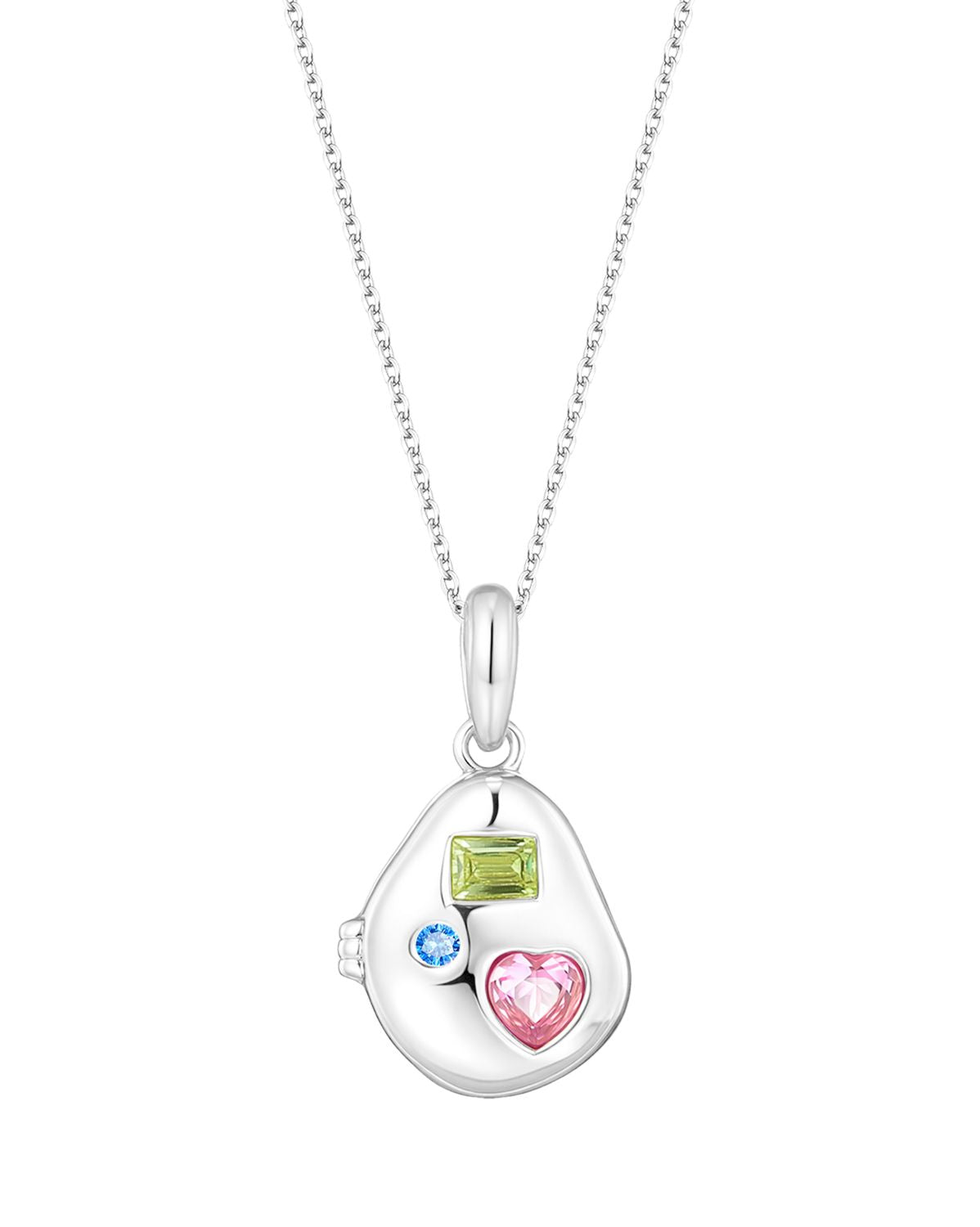 Billie Engravable Gemstone Locket Necklace - Sterling Silver
