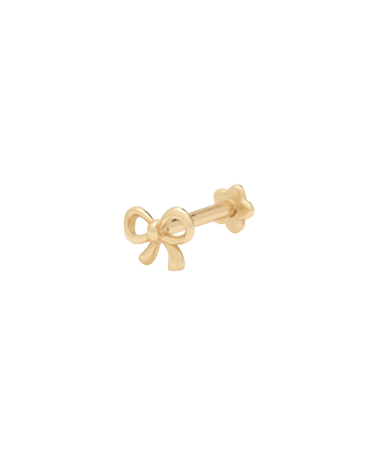 14K Solid Gold Mini Bow Piercing Stud
