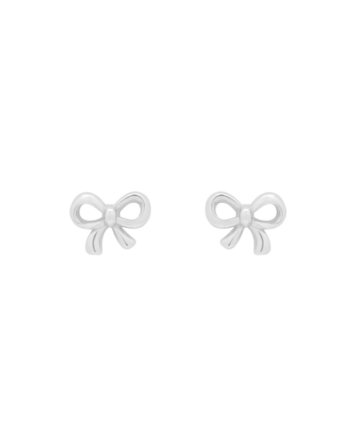 Silver bow-shaped earrings on a white background