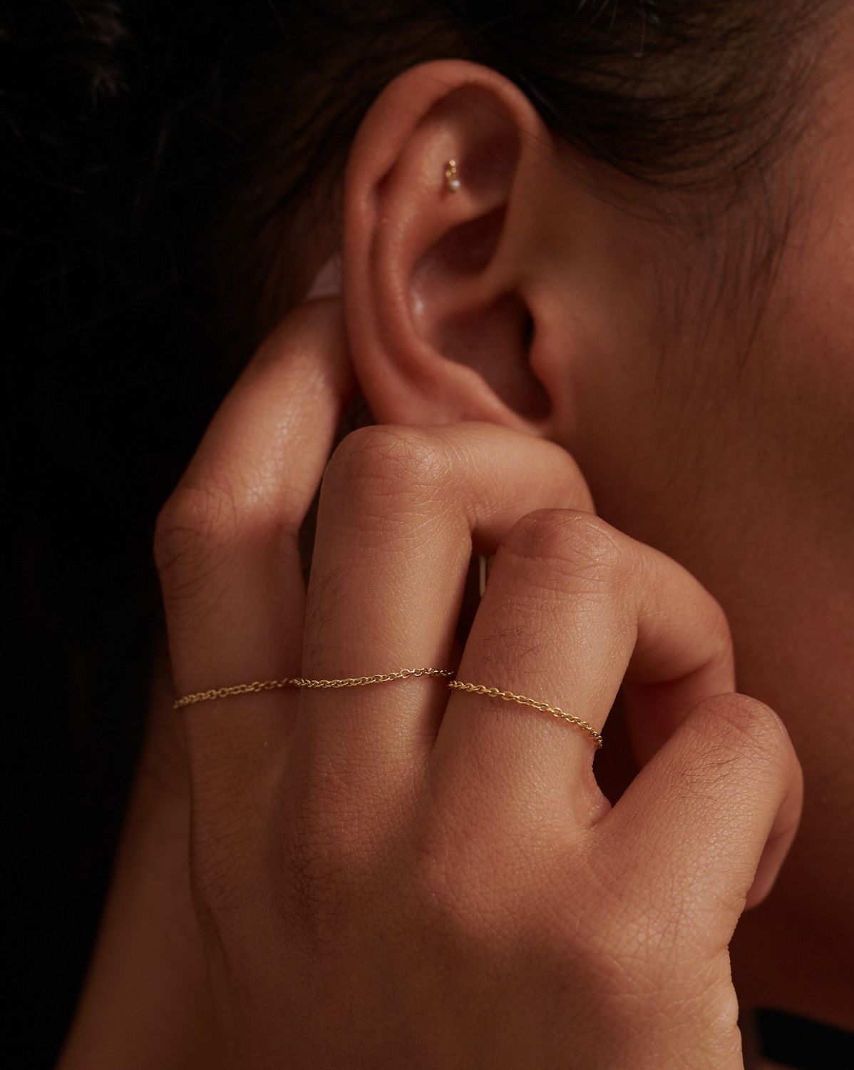 Solid Gold Minimal Chain Ring