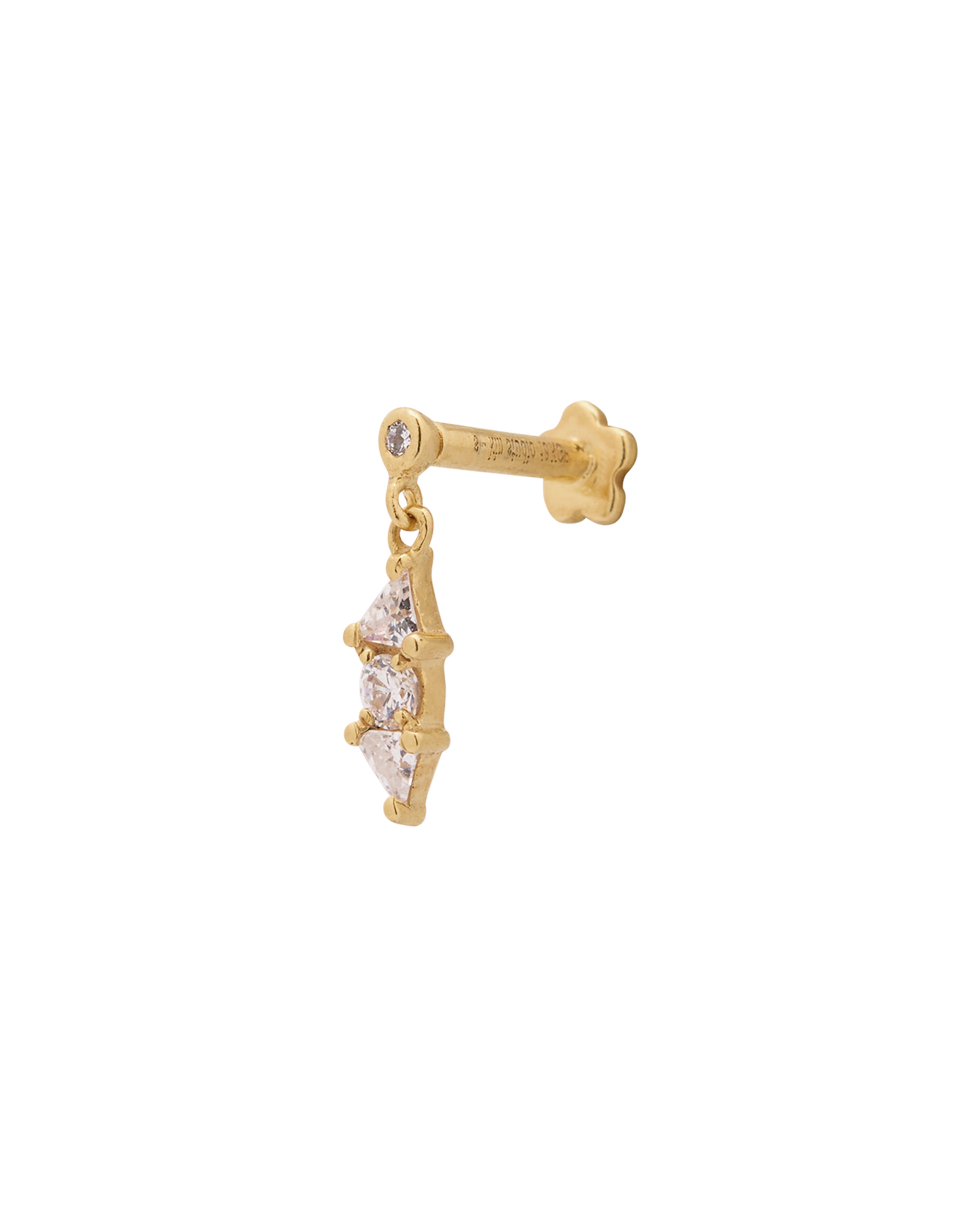 14K Solid Gold Charlotte Dangle Piercing Stud