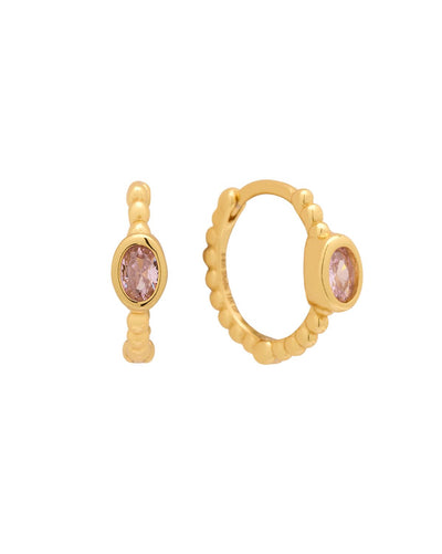 Clio Hoops - Soft Pink CZ (October)