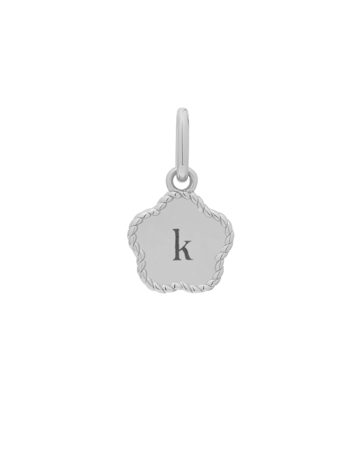 Flower Engraved Initial Pendant - Sterling Silver