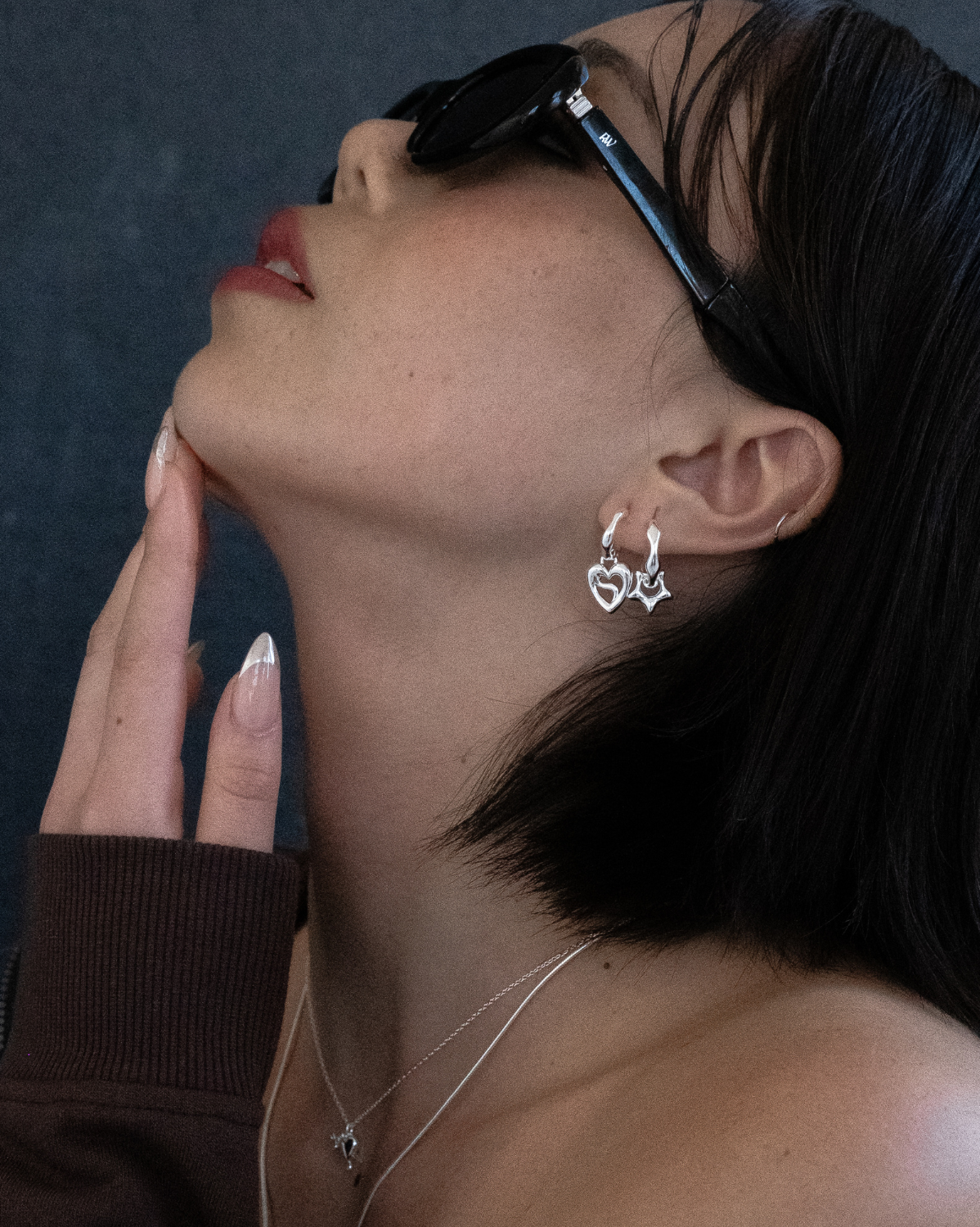 Mika Cosmic Heart Hoops - Sterling Silver