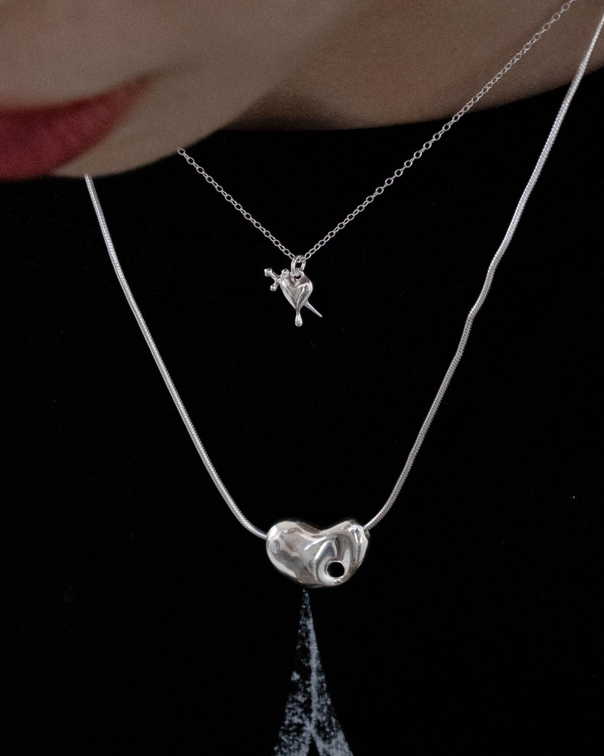 Lena Dagger Heart Necklace - Sterling Silver