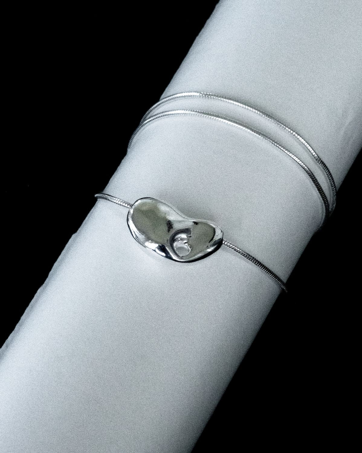 Crush Heart Pebble Necklace - Sterling Silver
