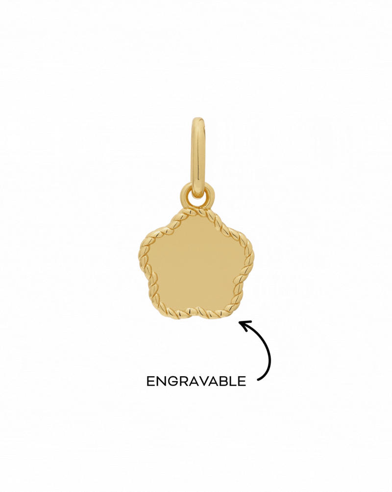 Flower Engraved Initial Pendant