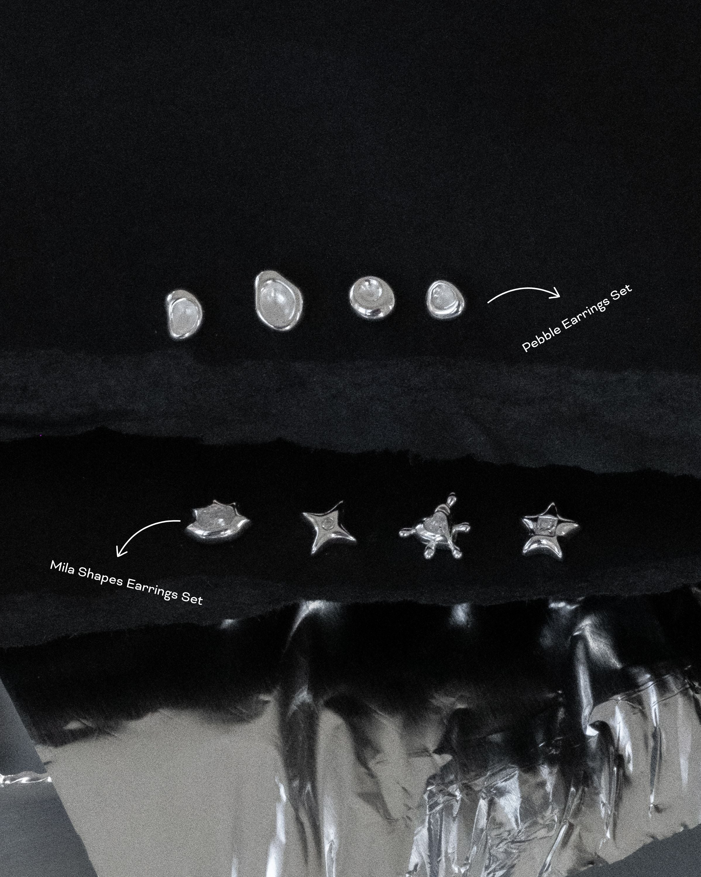 Mila Shapes Earrings Set - Sterling Silver