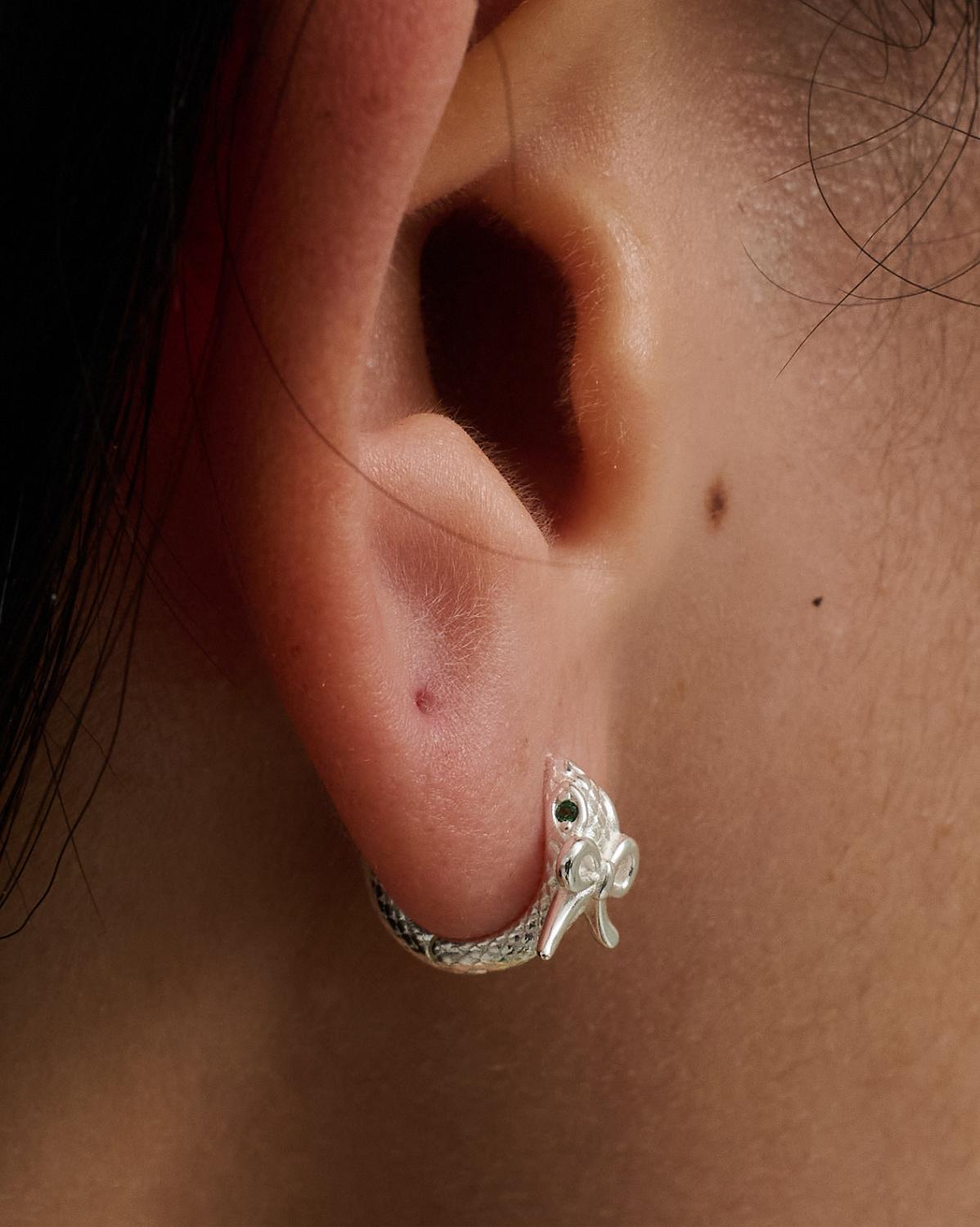 Nagini Bow Snake Hoops - Sterling Silver
