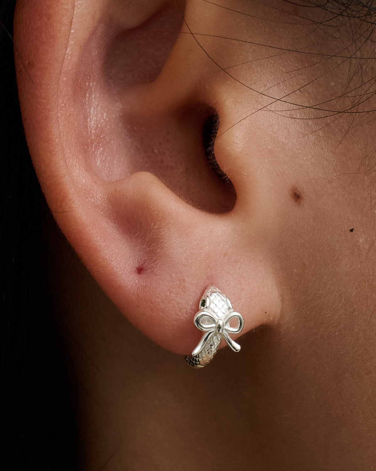 Nagini Bow Snake Hoops - Sterling Silver