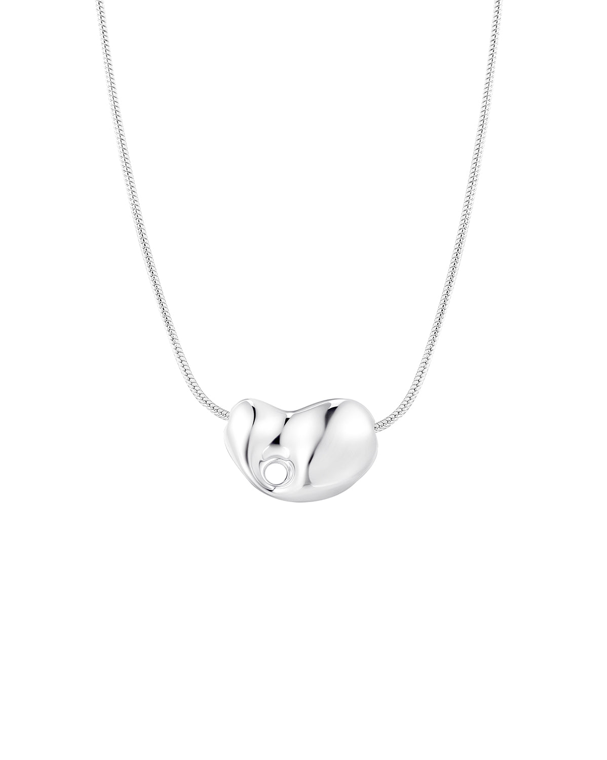 Crush Heart Pebble Necklace - Sterling Silver
