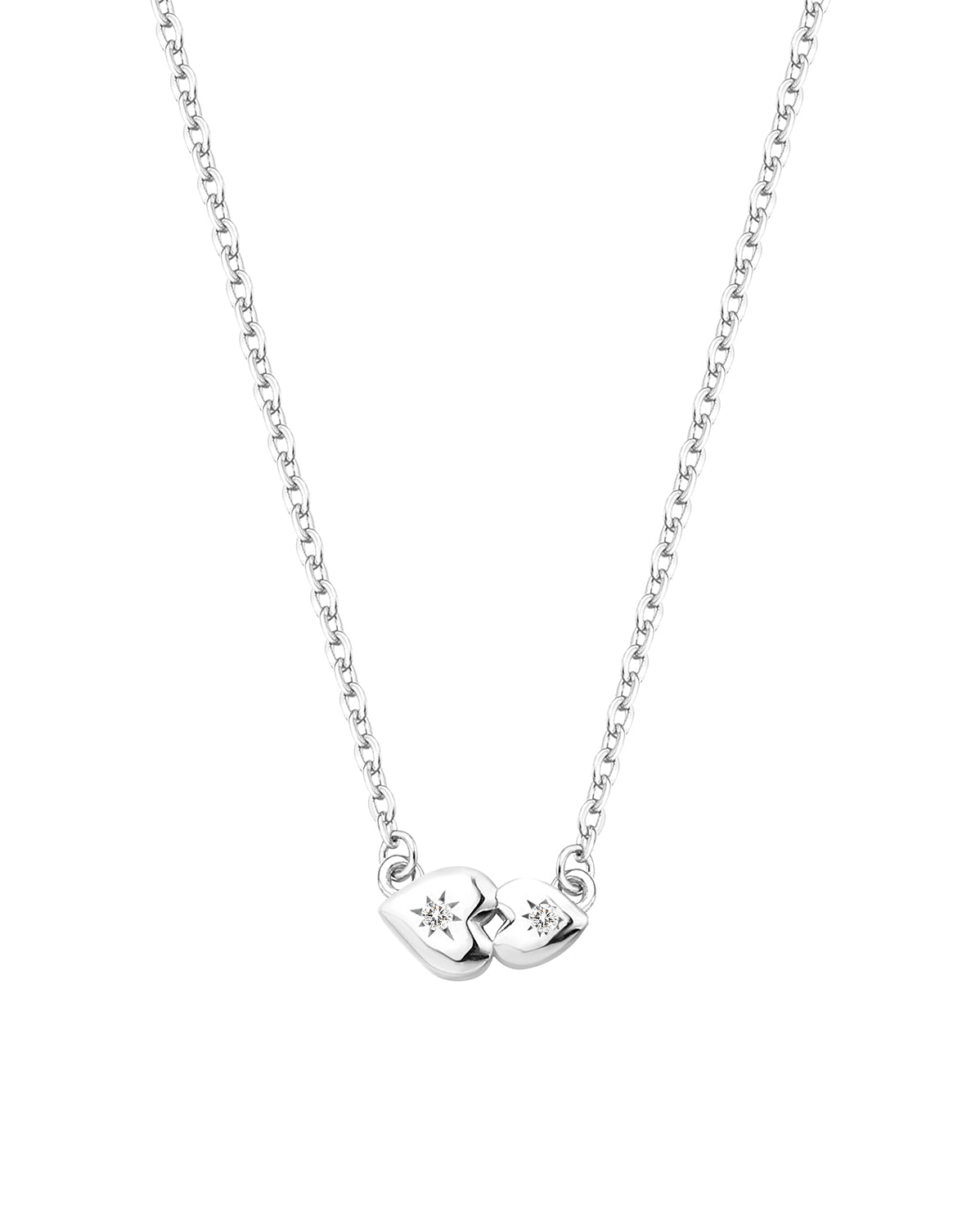 You And Me Dainty Hearts Necklace - Sterling Silver