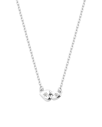 You And Me Dainty Hearts Necklace - Sterling Silver