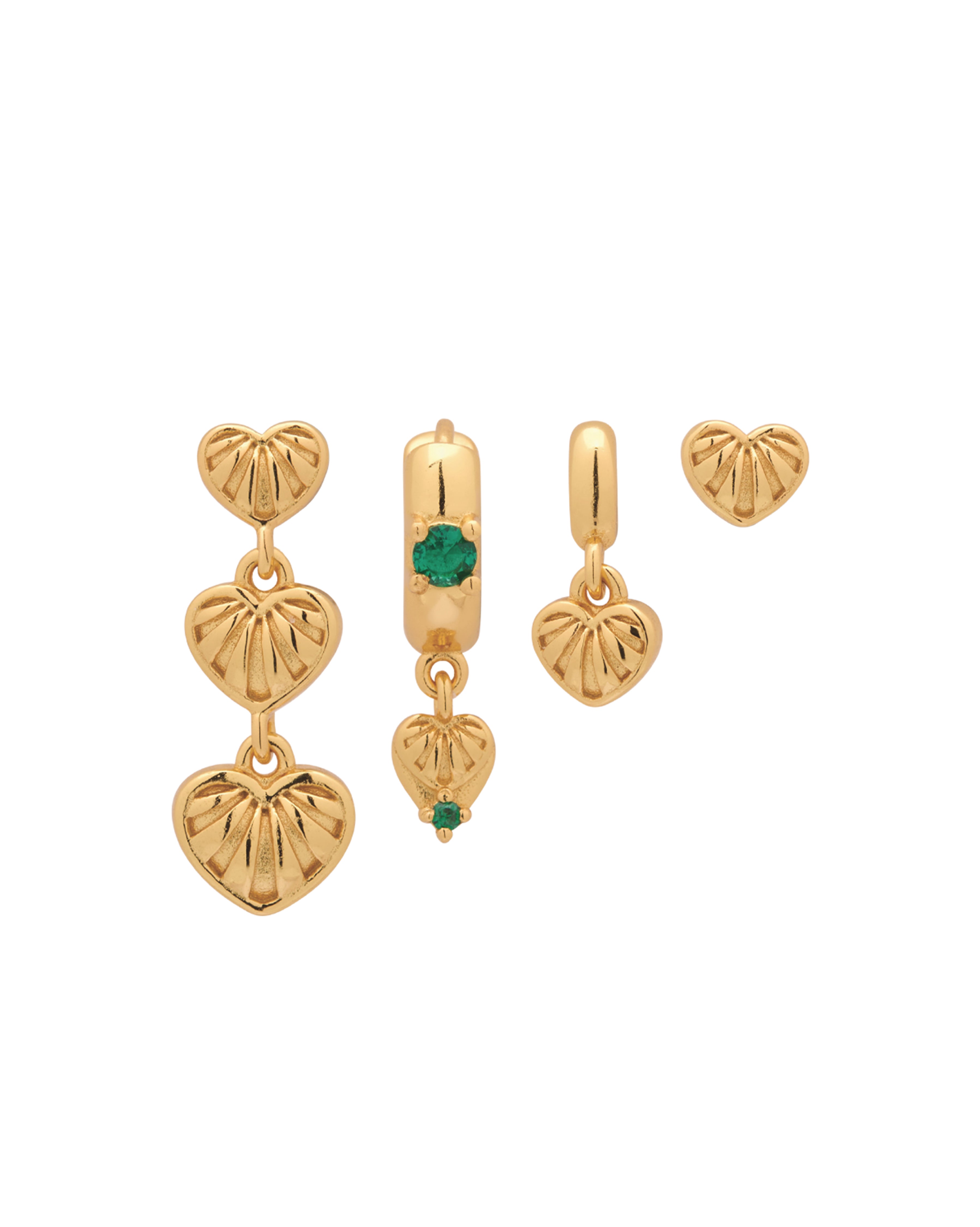 Simone Vintage Heart Earrings Set Gold Fill S kin Studio Jewelry