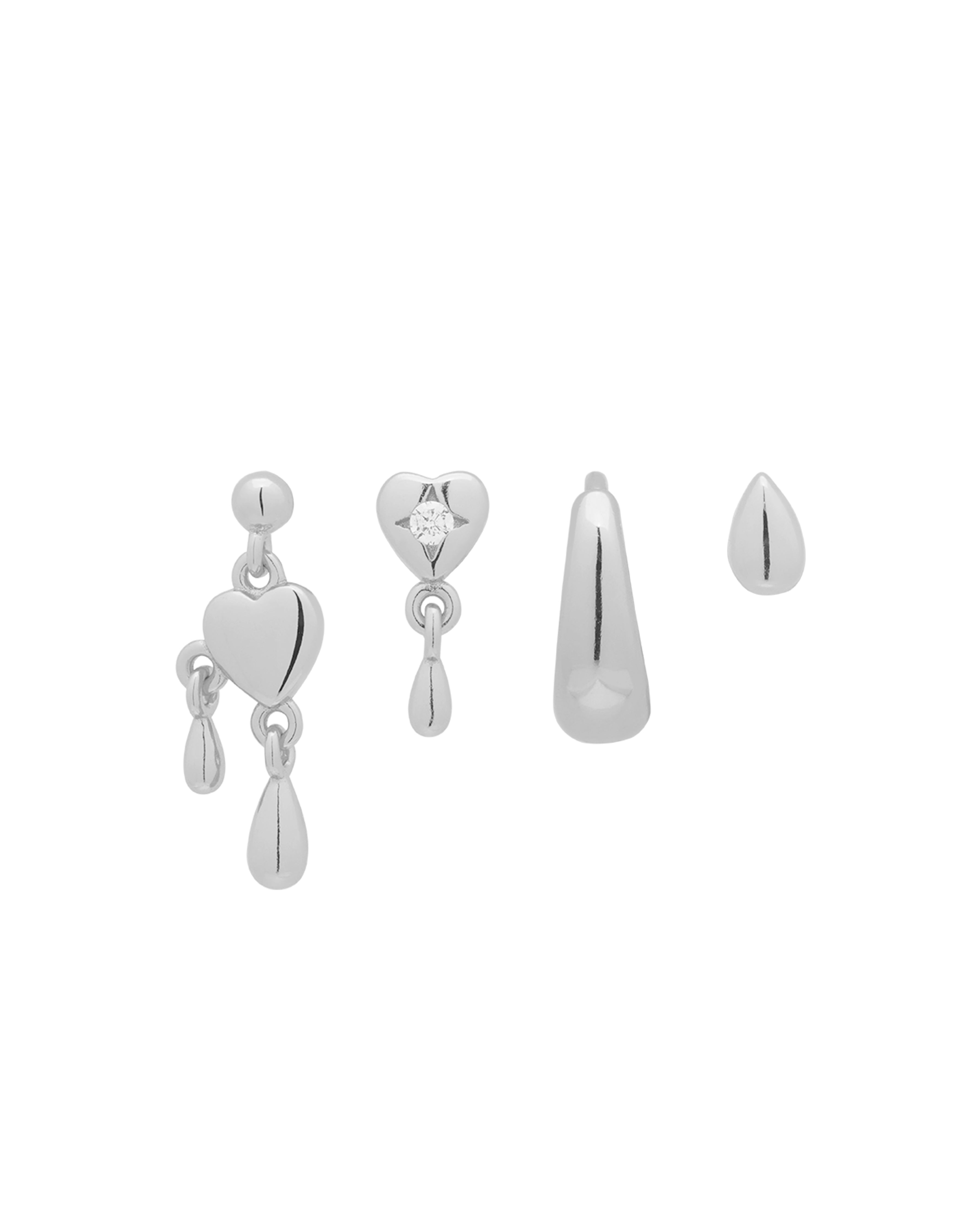 Teardrop Heart Earrings Set - Sterling Silver