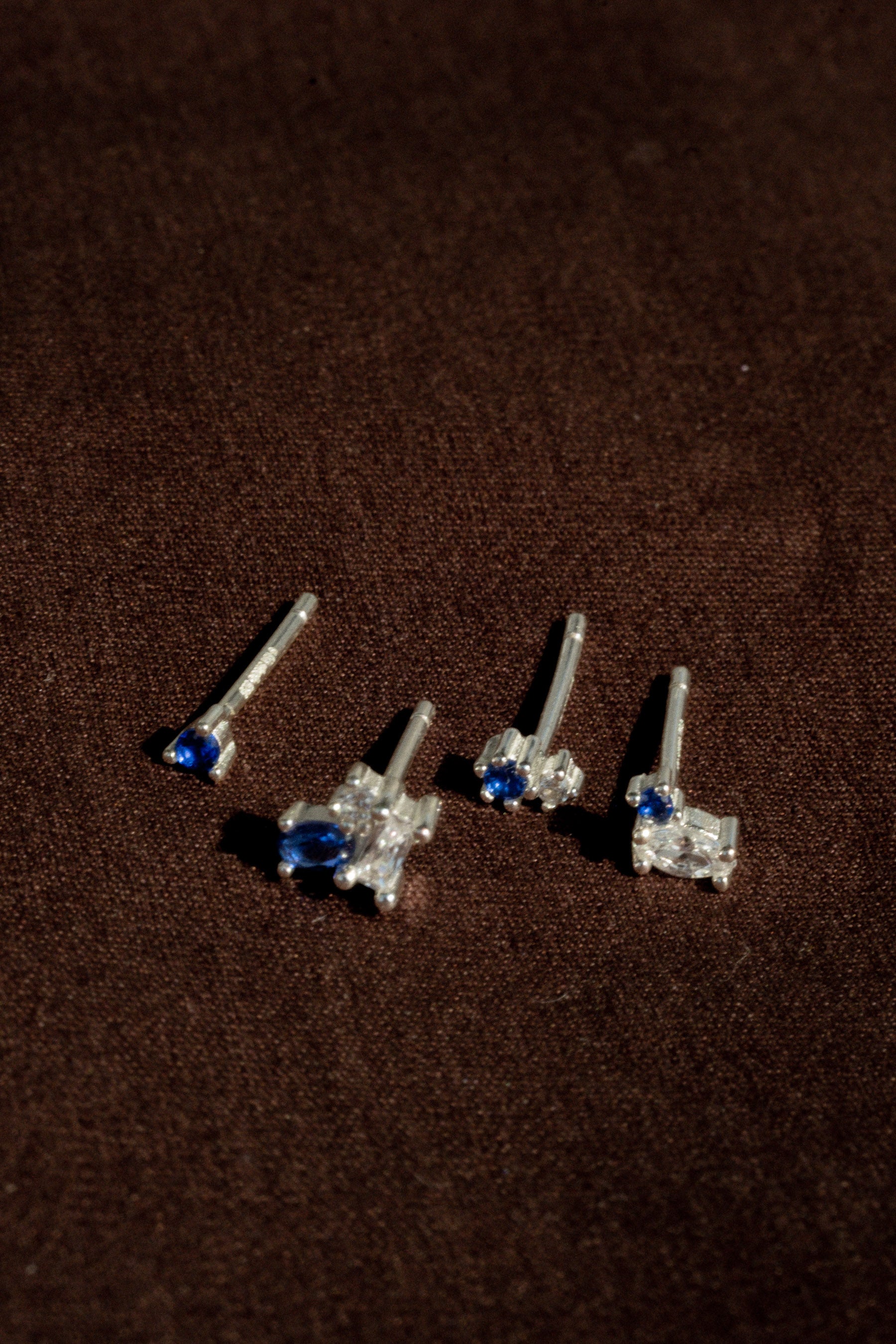 Yoru Blue Crystal Earrings Set - Sterling Silver