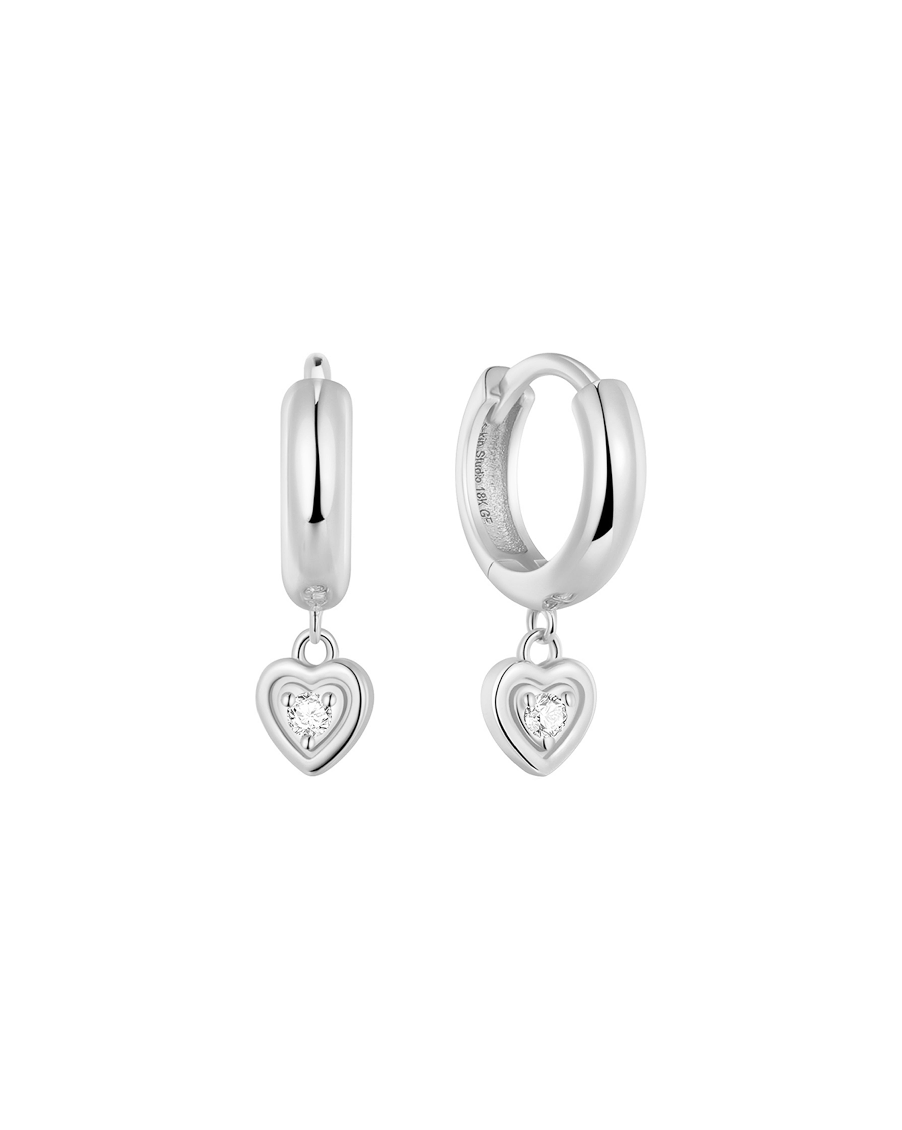 Ella Bold Heart Hoops - Sterling Silver