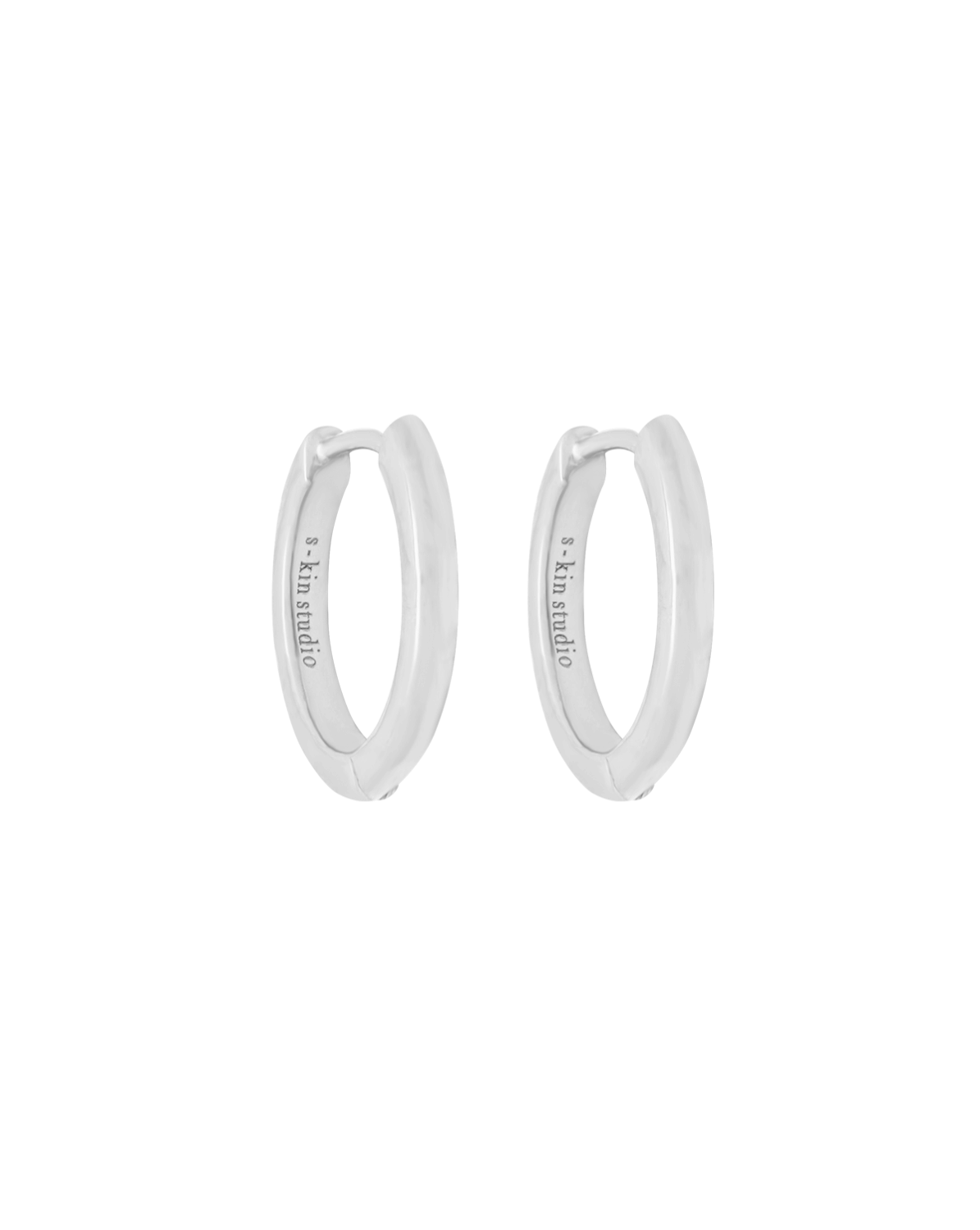 Grace Medium Solid Gold Hoops - White Gold