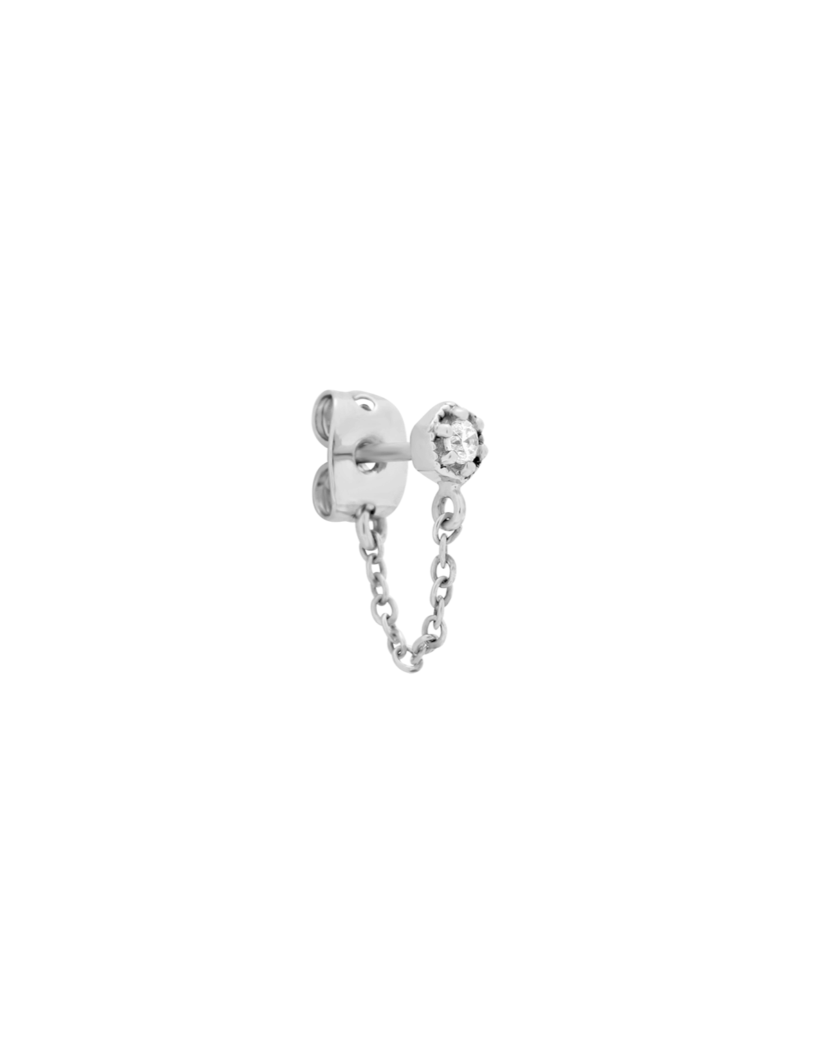 Ingrid Solid Gold Chain Stud - White Gold