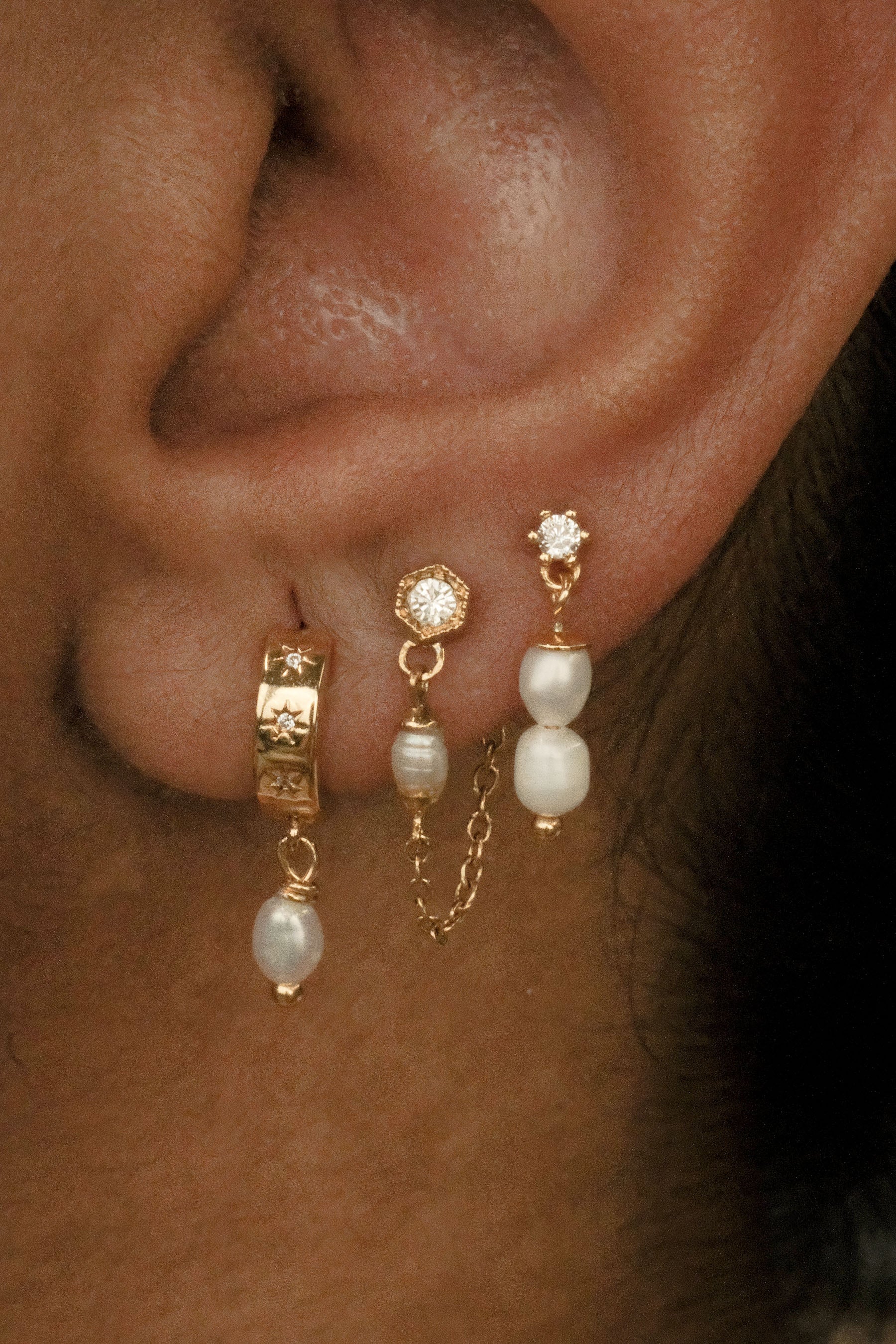 Double Mini Pearl Studs