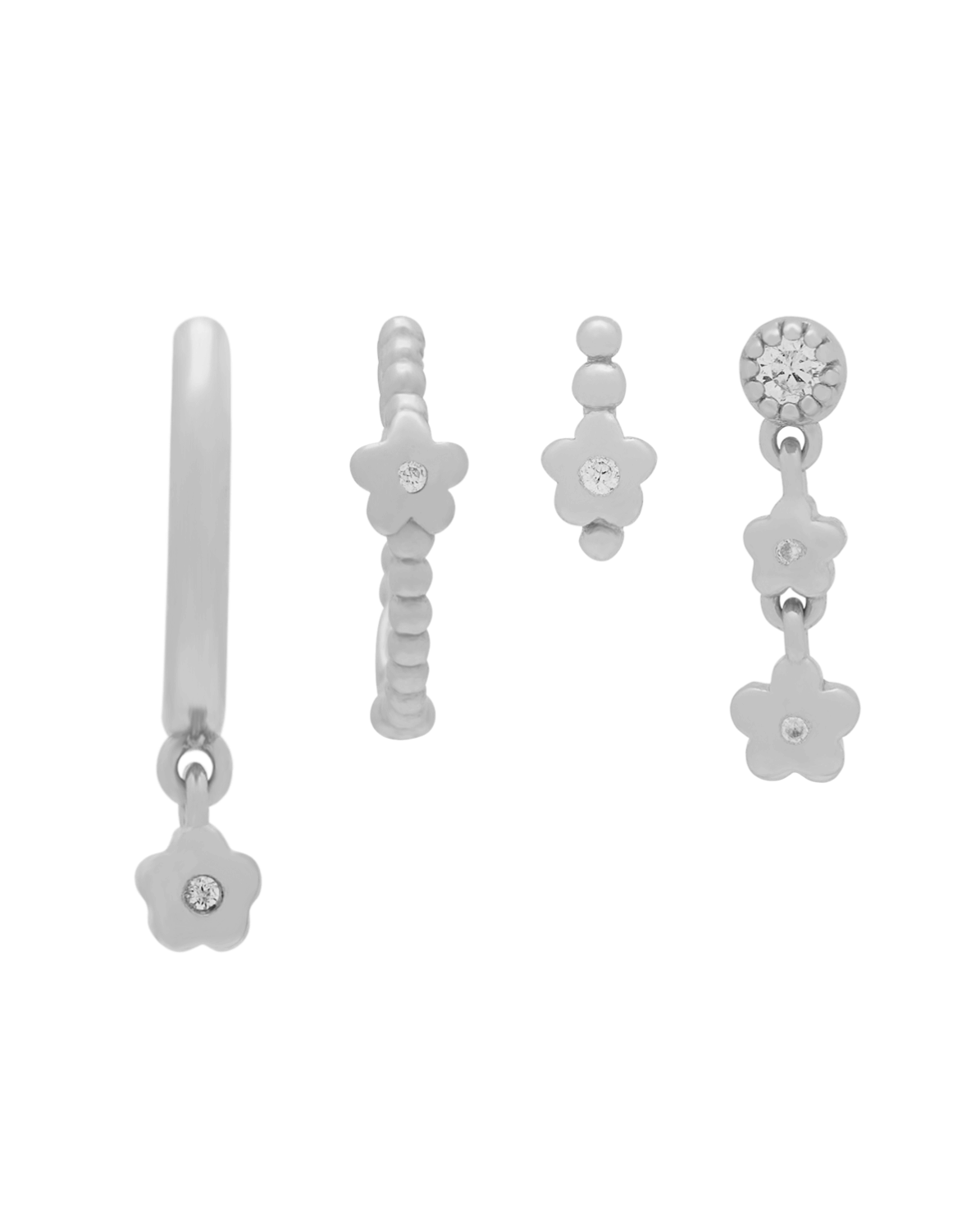 Lucille Flower Earrings Set - Sterling Silver