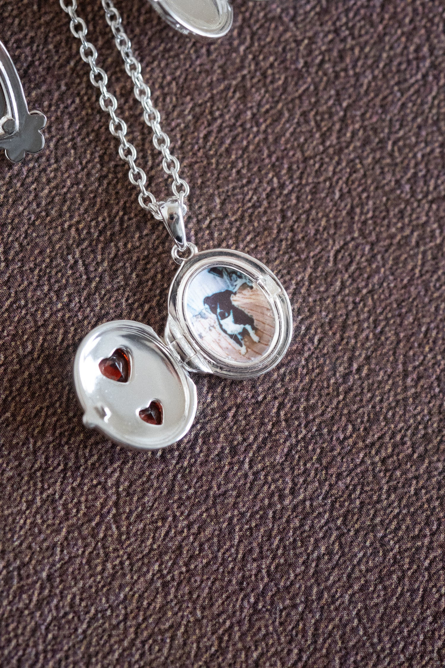 Oval Double-Hearts Engravable Locket Necklace - Sterling Silver