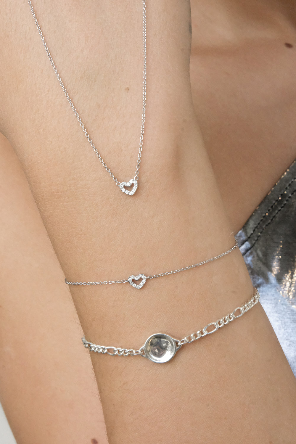 Solid Gold Diamond Heart Necklace - White Gold
