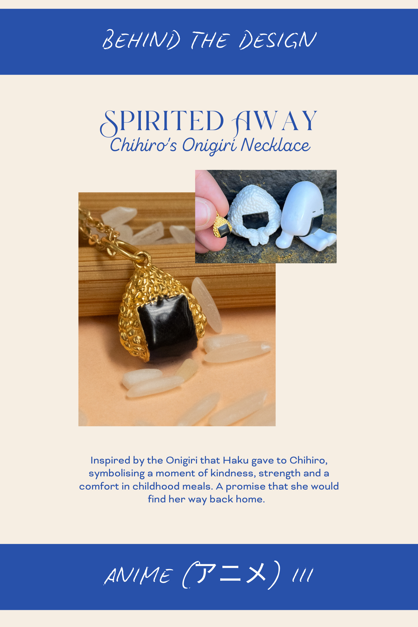 Solid Gold Chihiro's Onigiri Pendant
