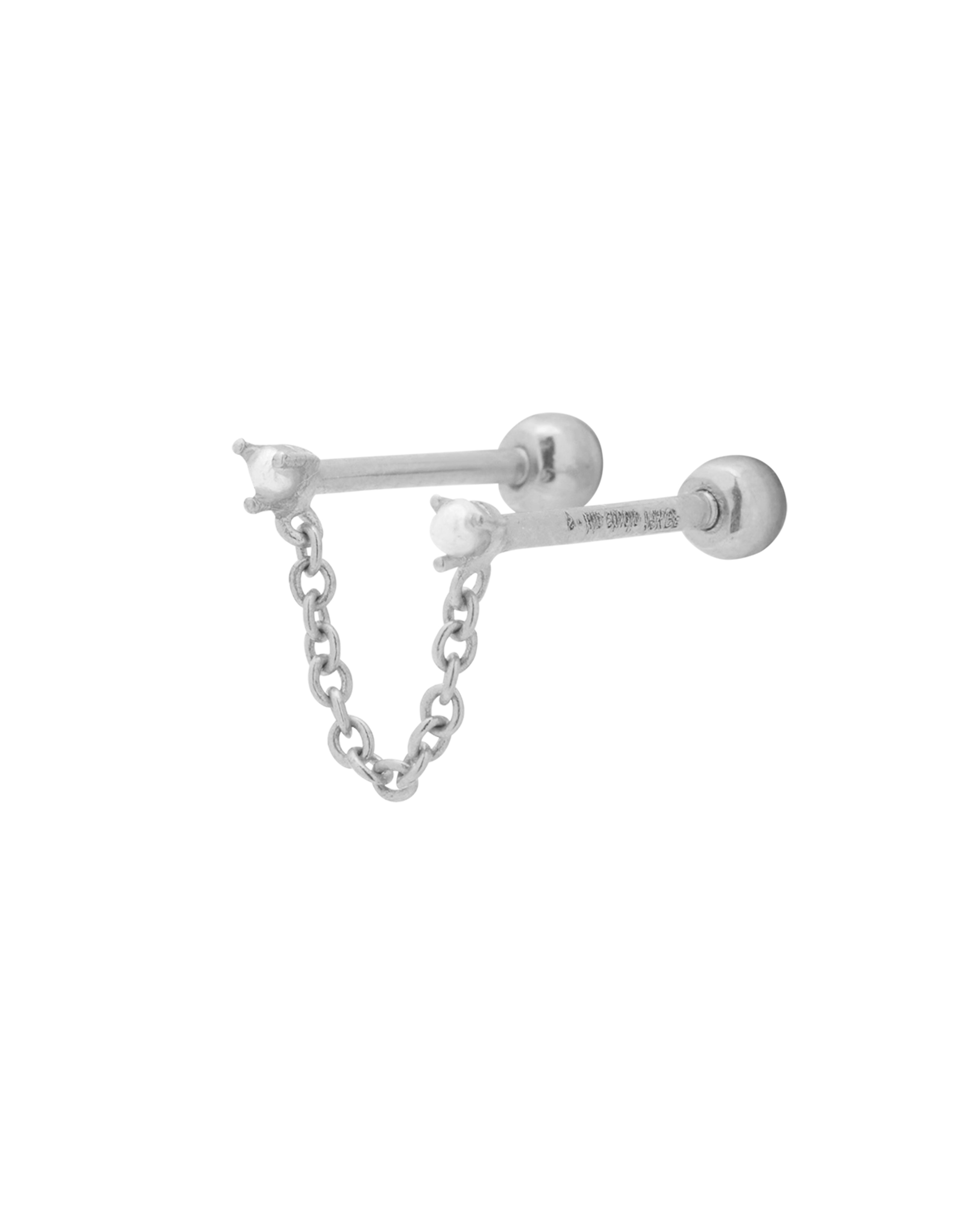 Orla Pearl Double Piercing Stud  - Sterling Silver