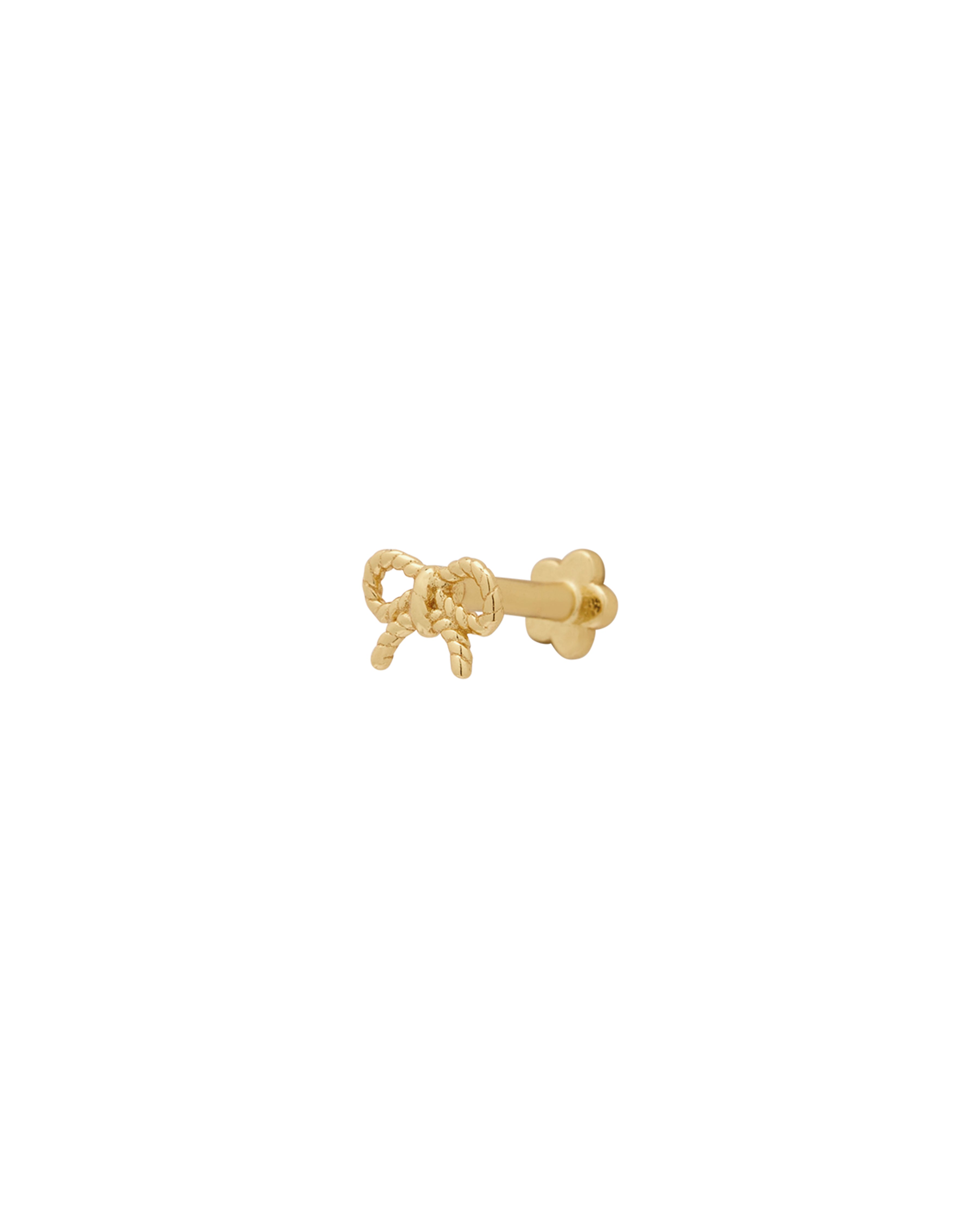 14K Solid Gold Rope Bow Piercing Stud