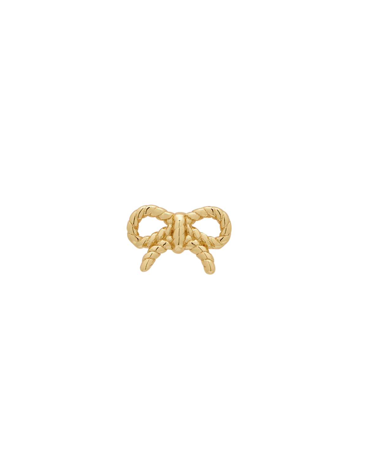 14K Solid Gold Rope Bow Piercing Stud