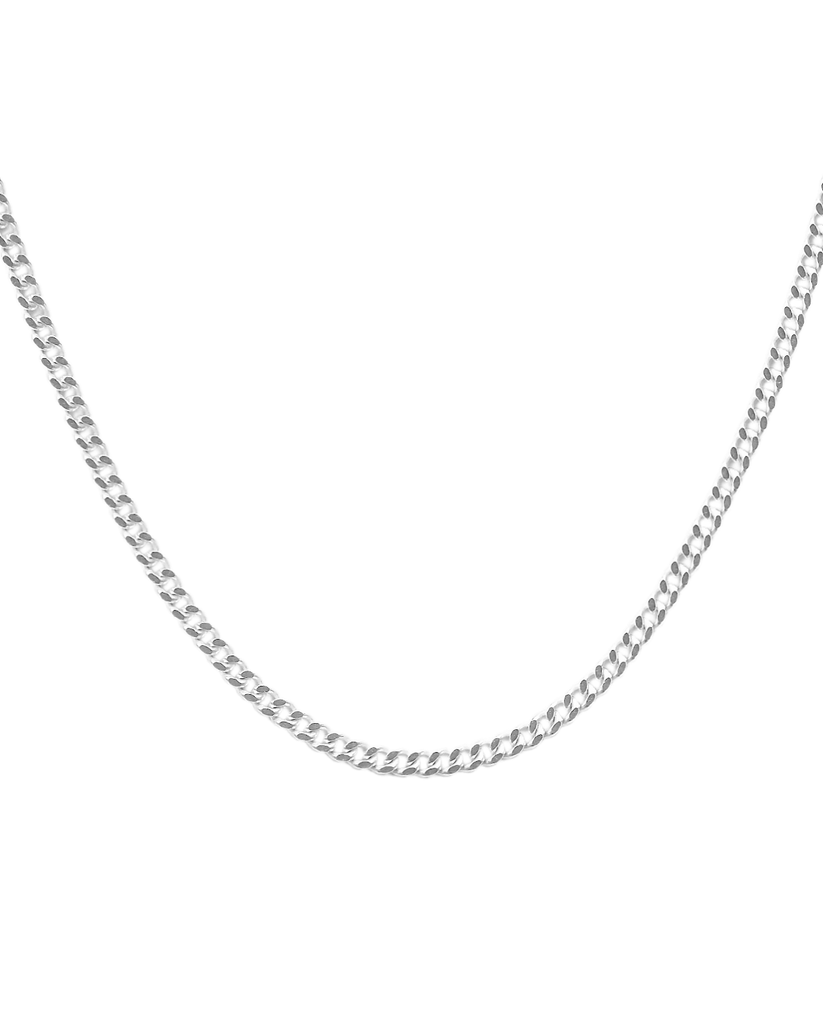 Slightly Chunky Cuban Chain Necklace - Sterling Silver