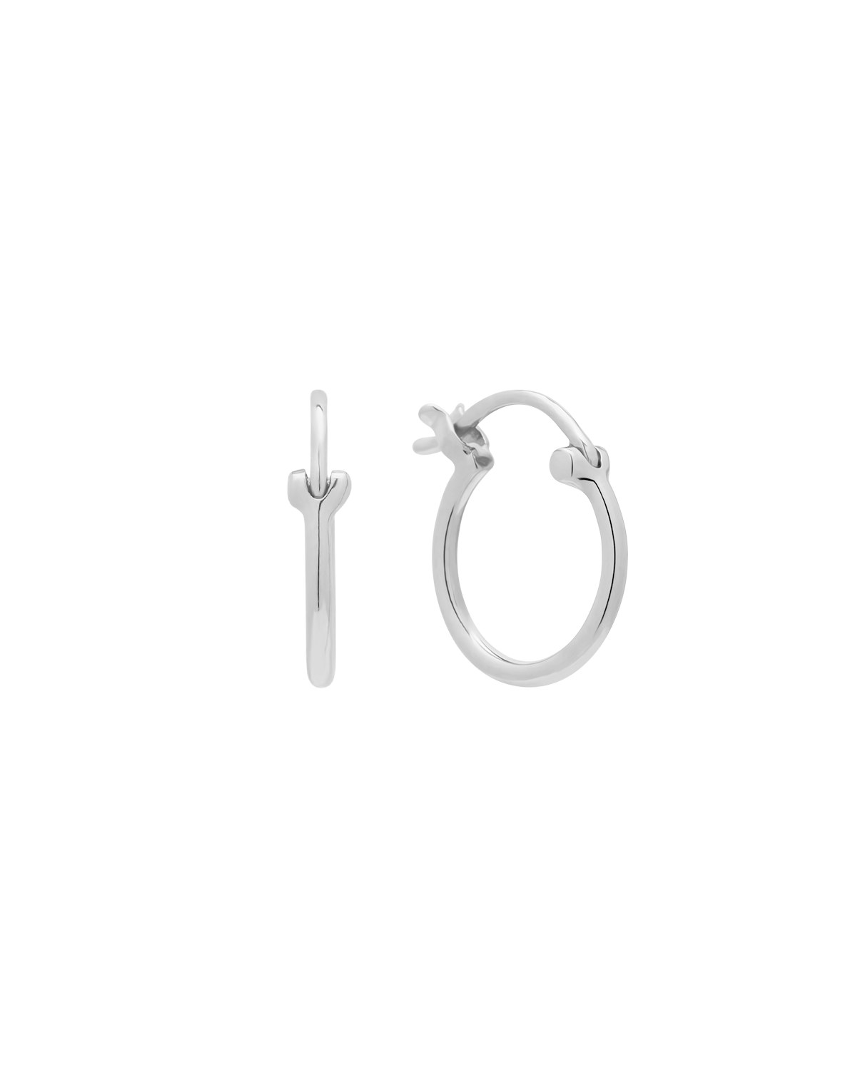 Solid White Gold Slim Latch Hoops - 12mm