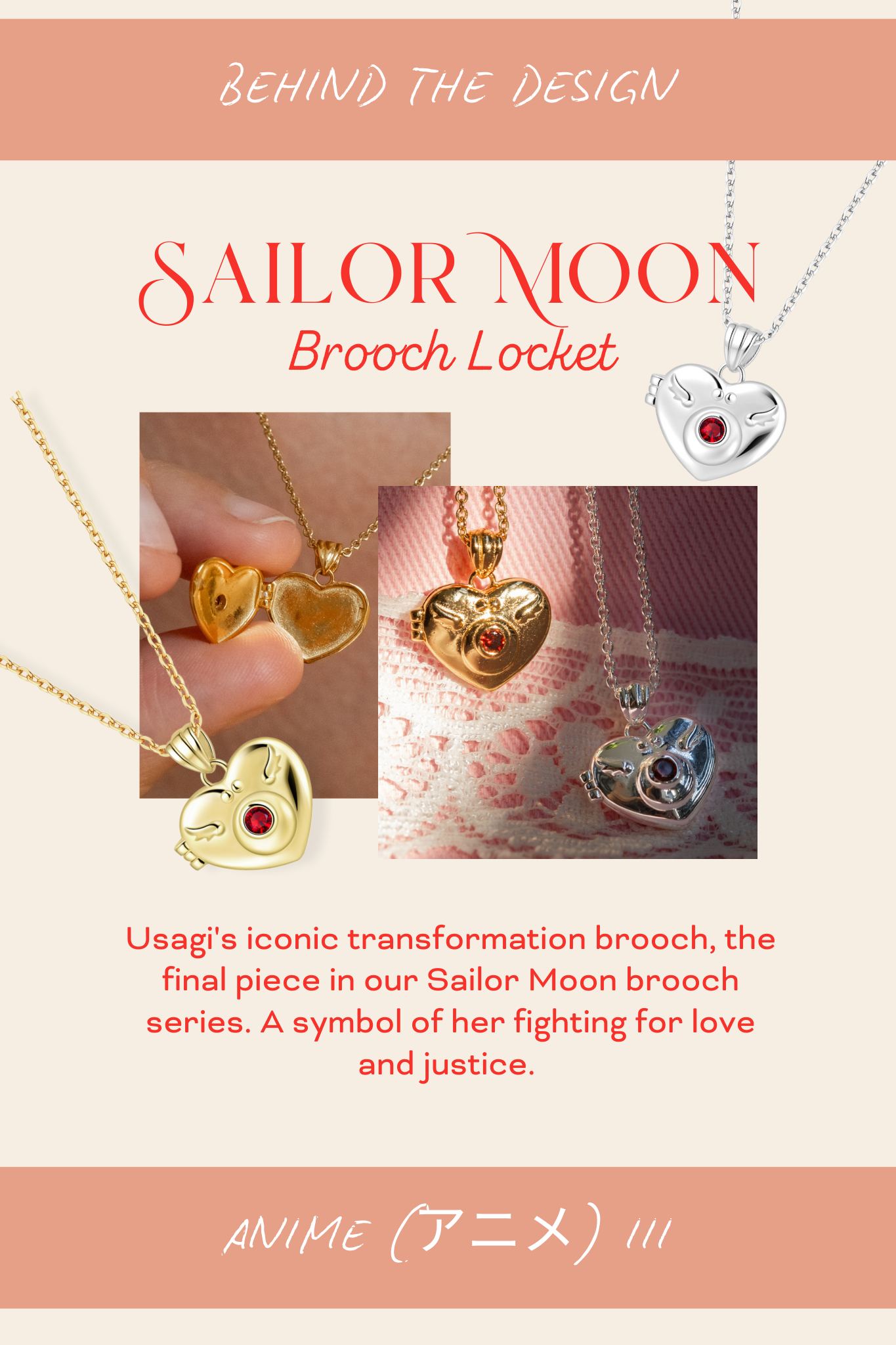 Solid Gold Sailor Moon Brooch Locket