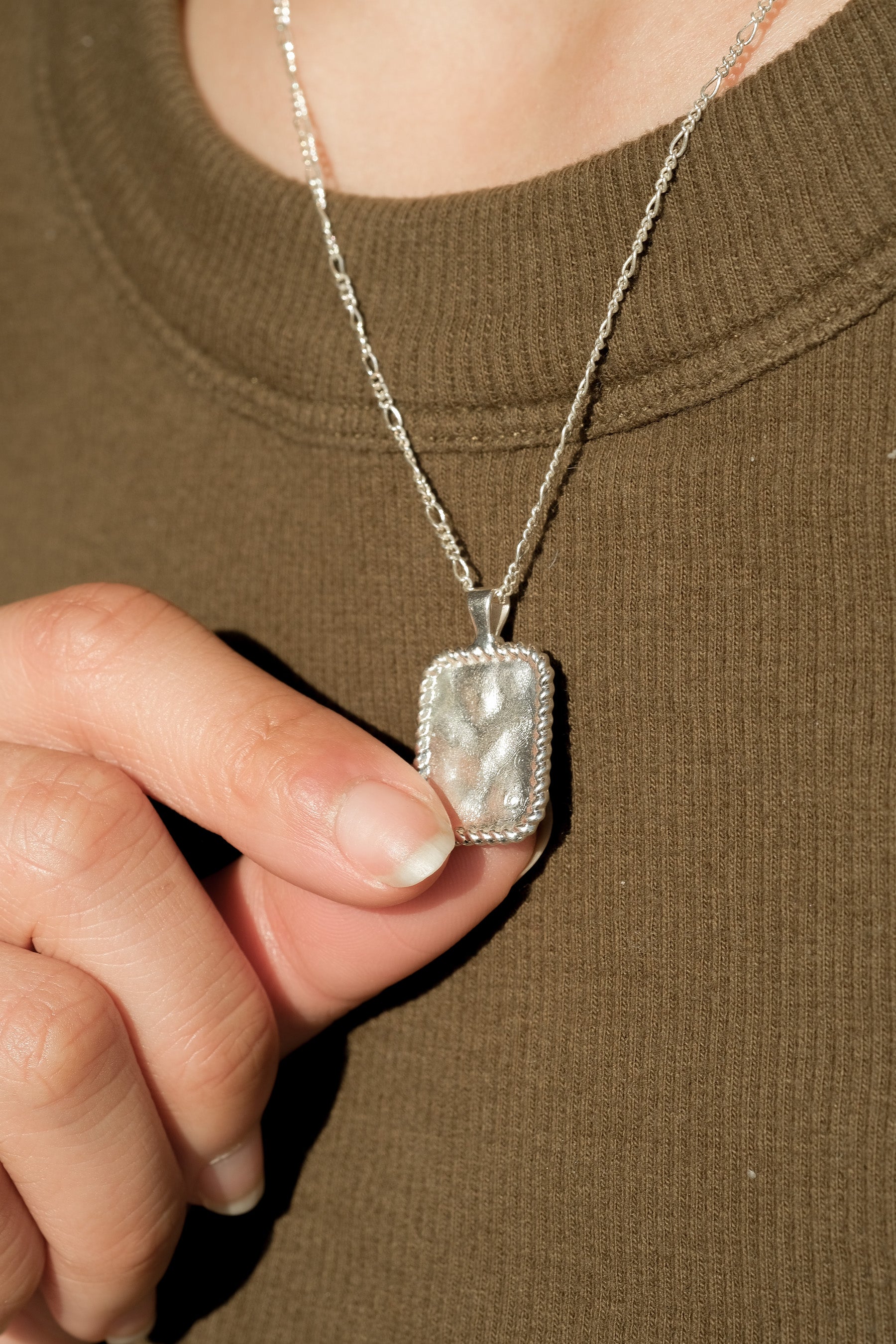 Flint Engravable Pendant Necklace - Sterling Silver